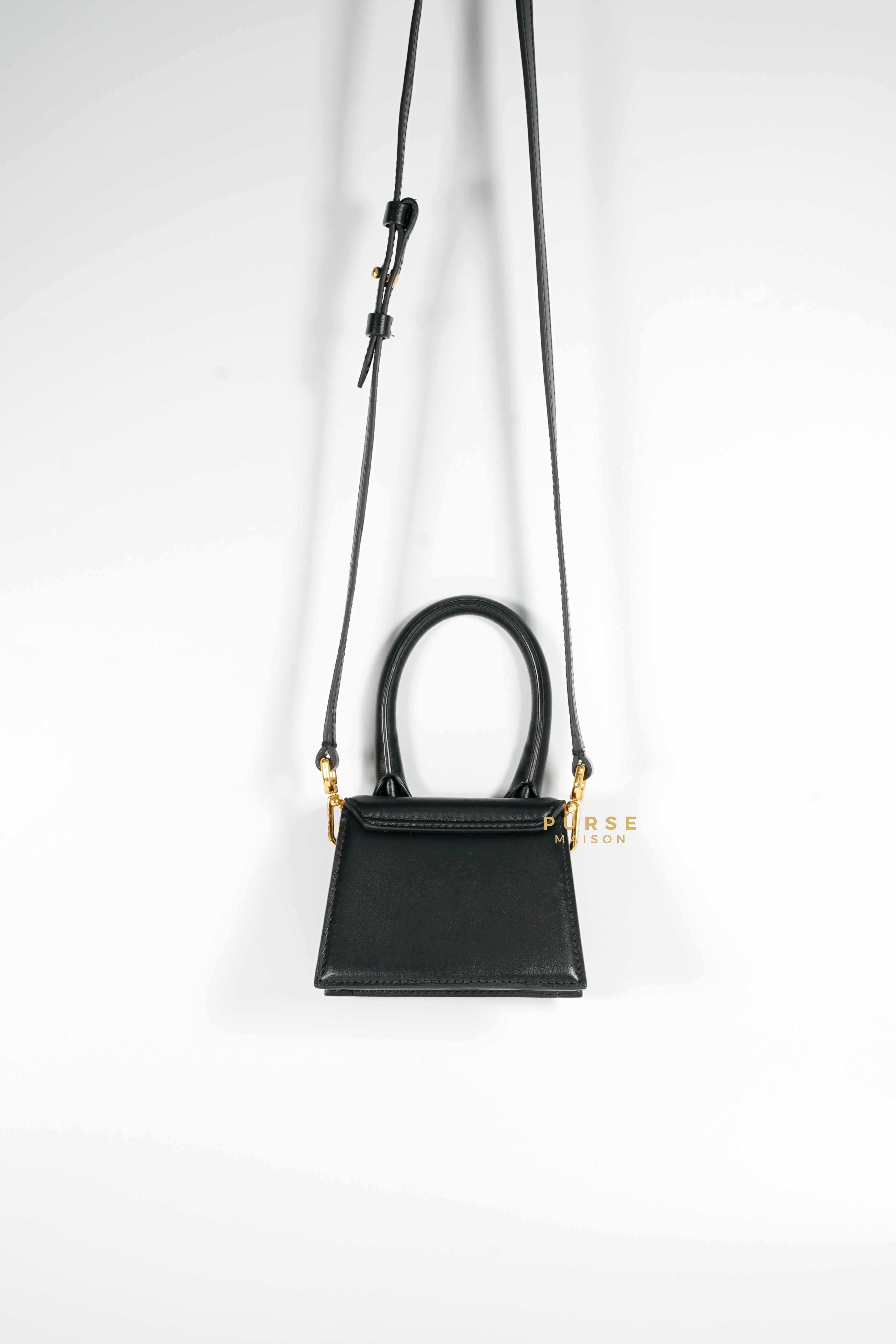 Jacquemus Le Chiquito Y Black Mini Bag in Gold Hardware