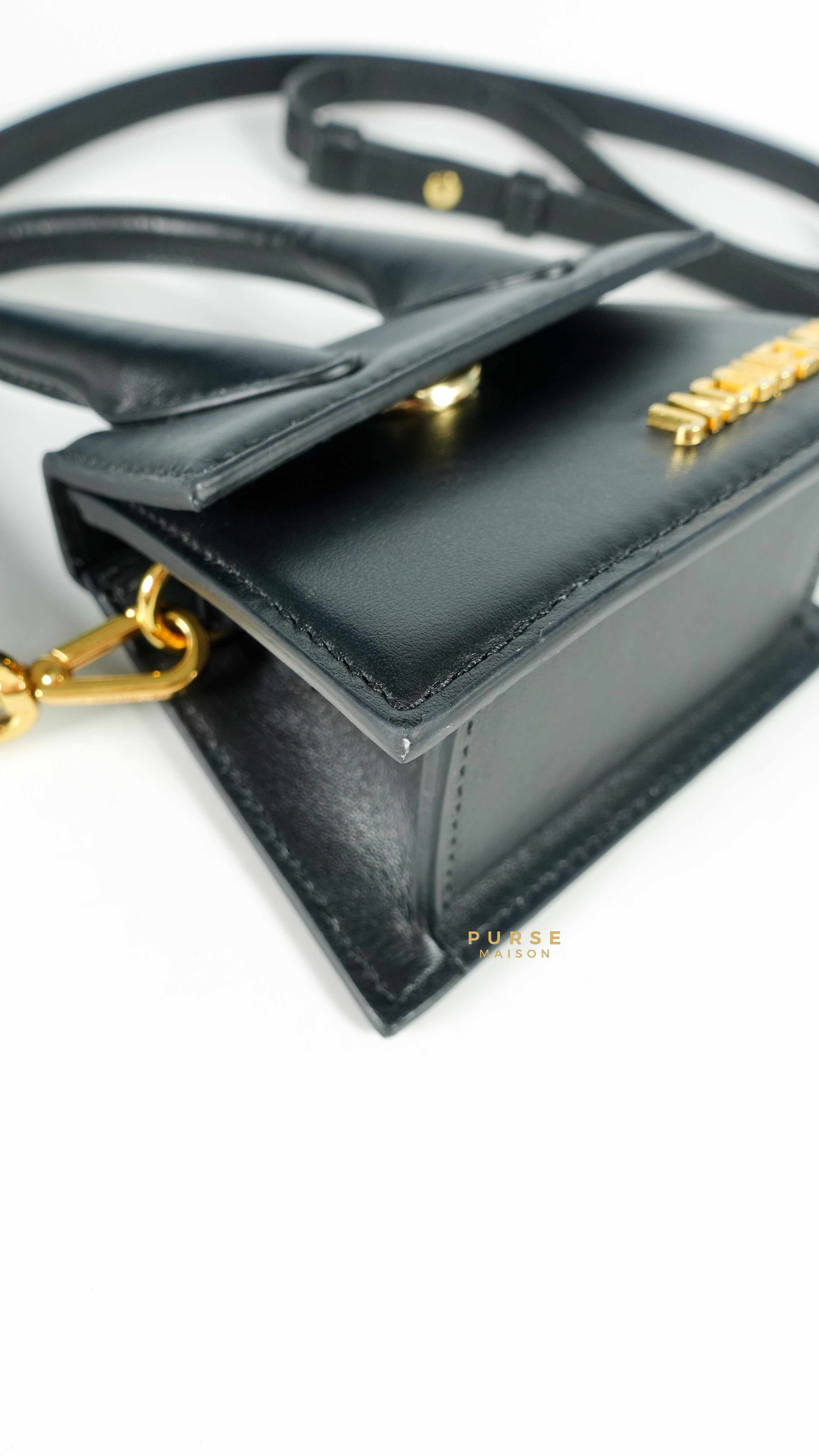 Jacquemus Le Chiquito Y Black Mini Bag in Gold Hardware