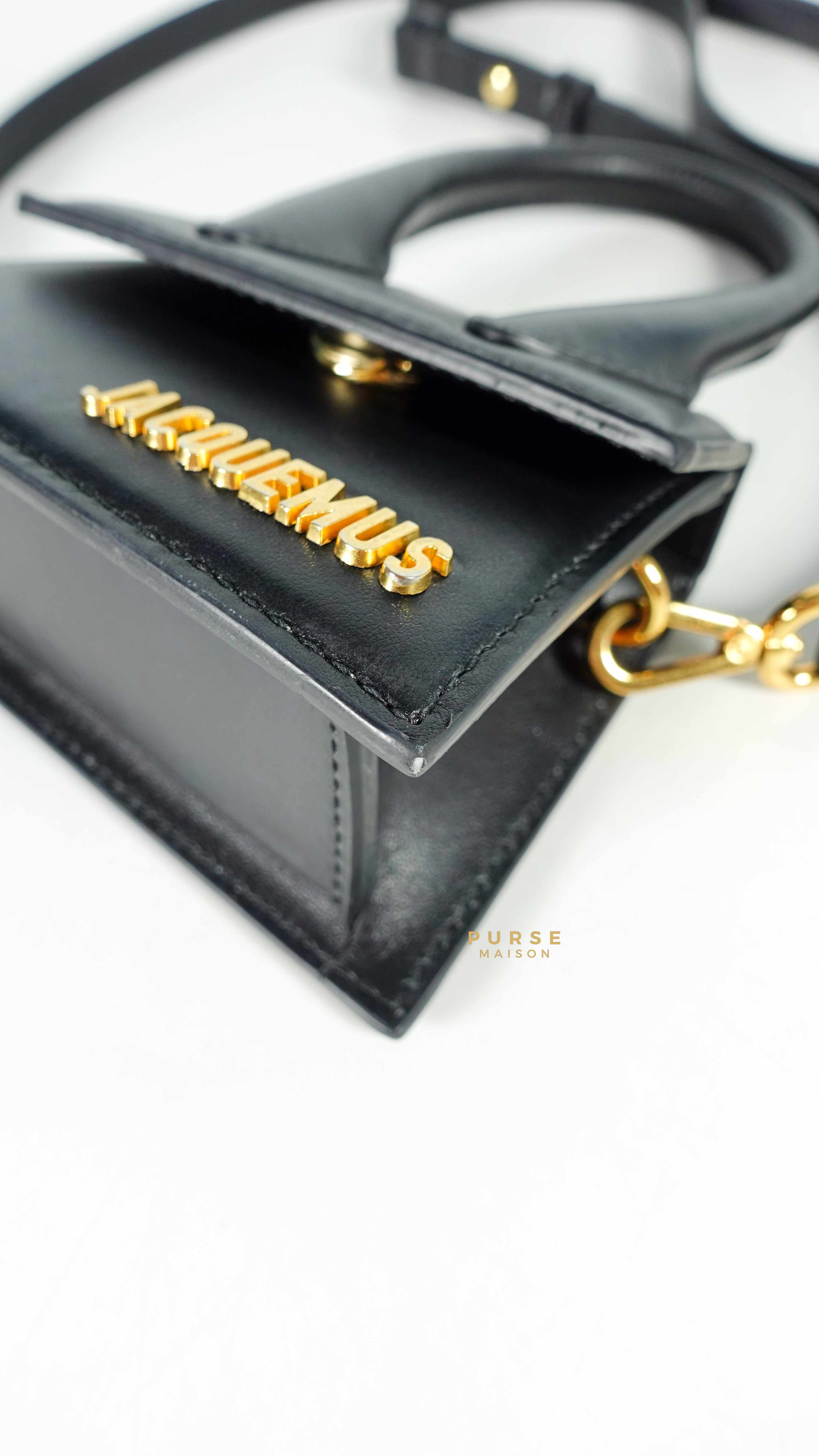 Jacquemus Le Chiquito Y Black Mini Bag in Gold Hardware