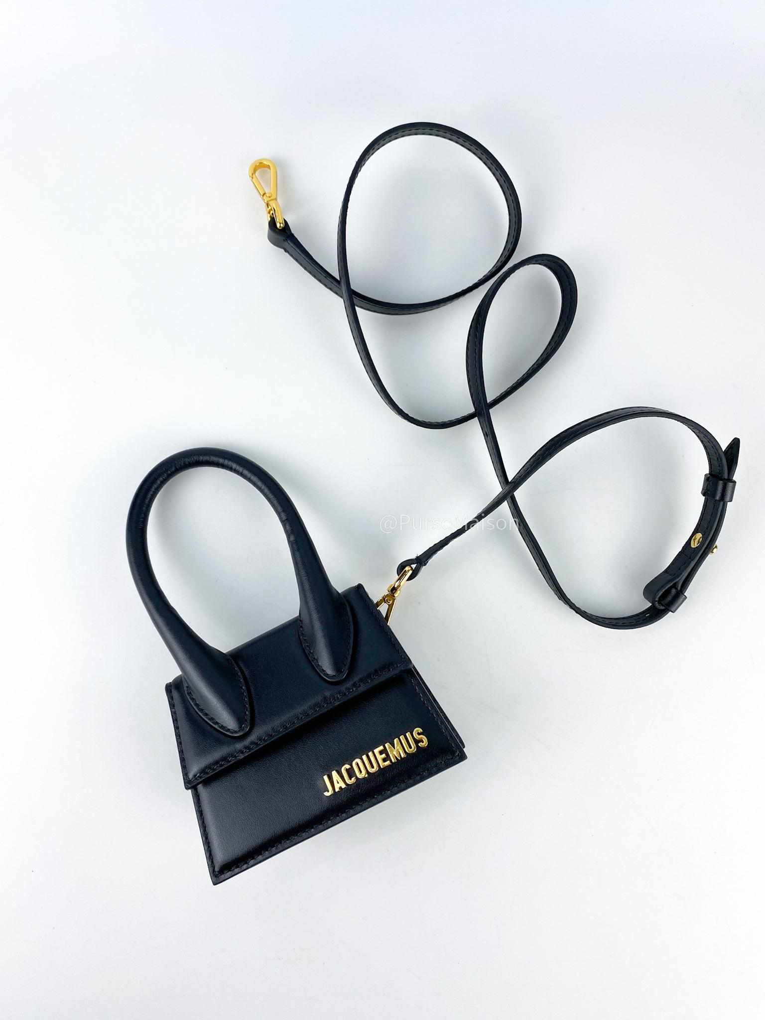 Jacquemus Le Chiquito Y Black Mini Bag in Gold Hardware