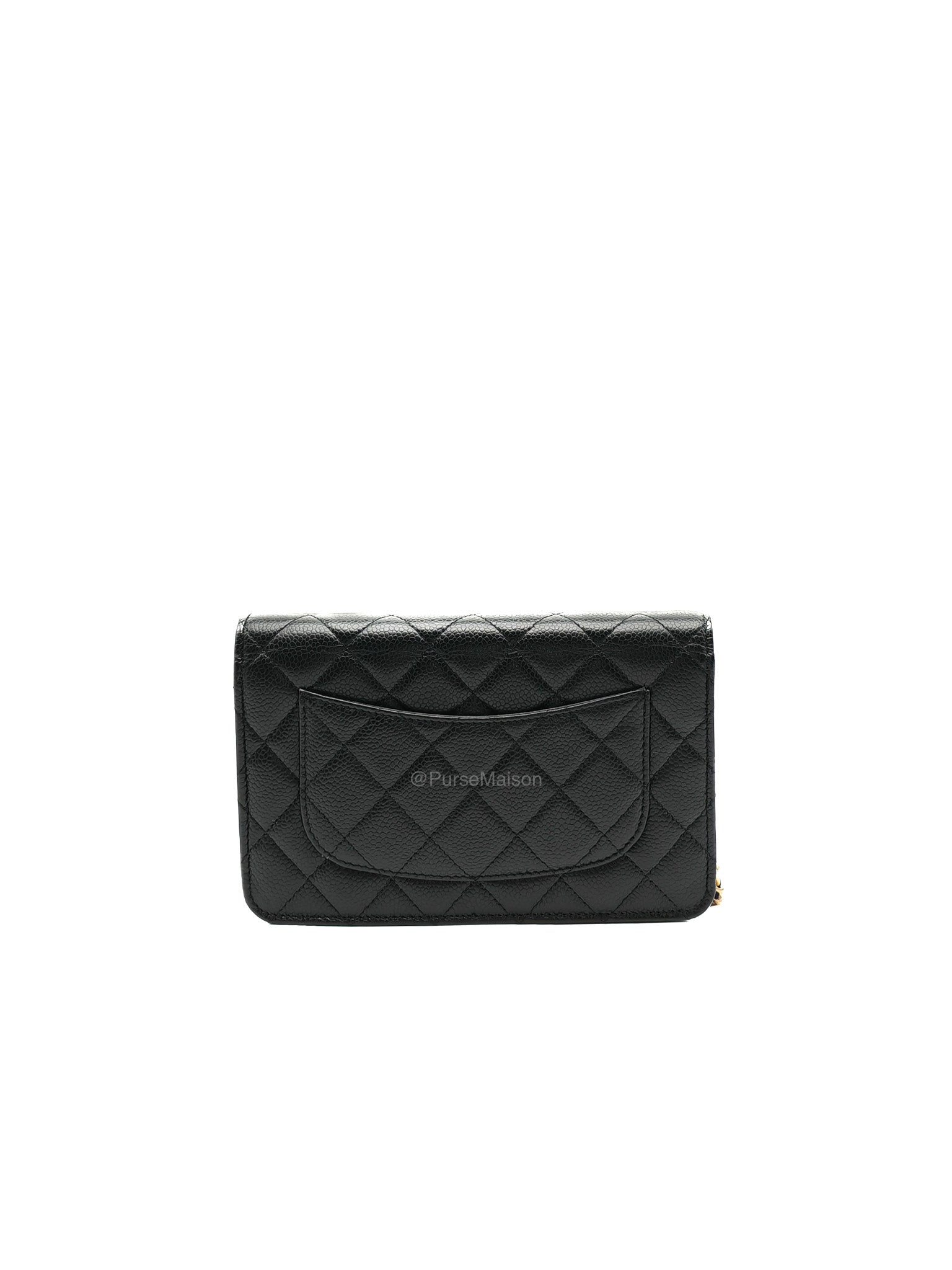 Chanel Wallet on Chain in Black Quilted Caviar Leather and Gold Hardware Microchip