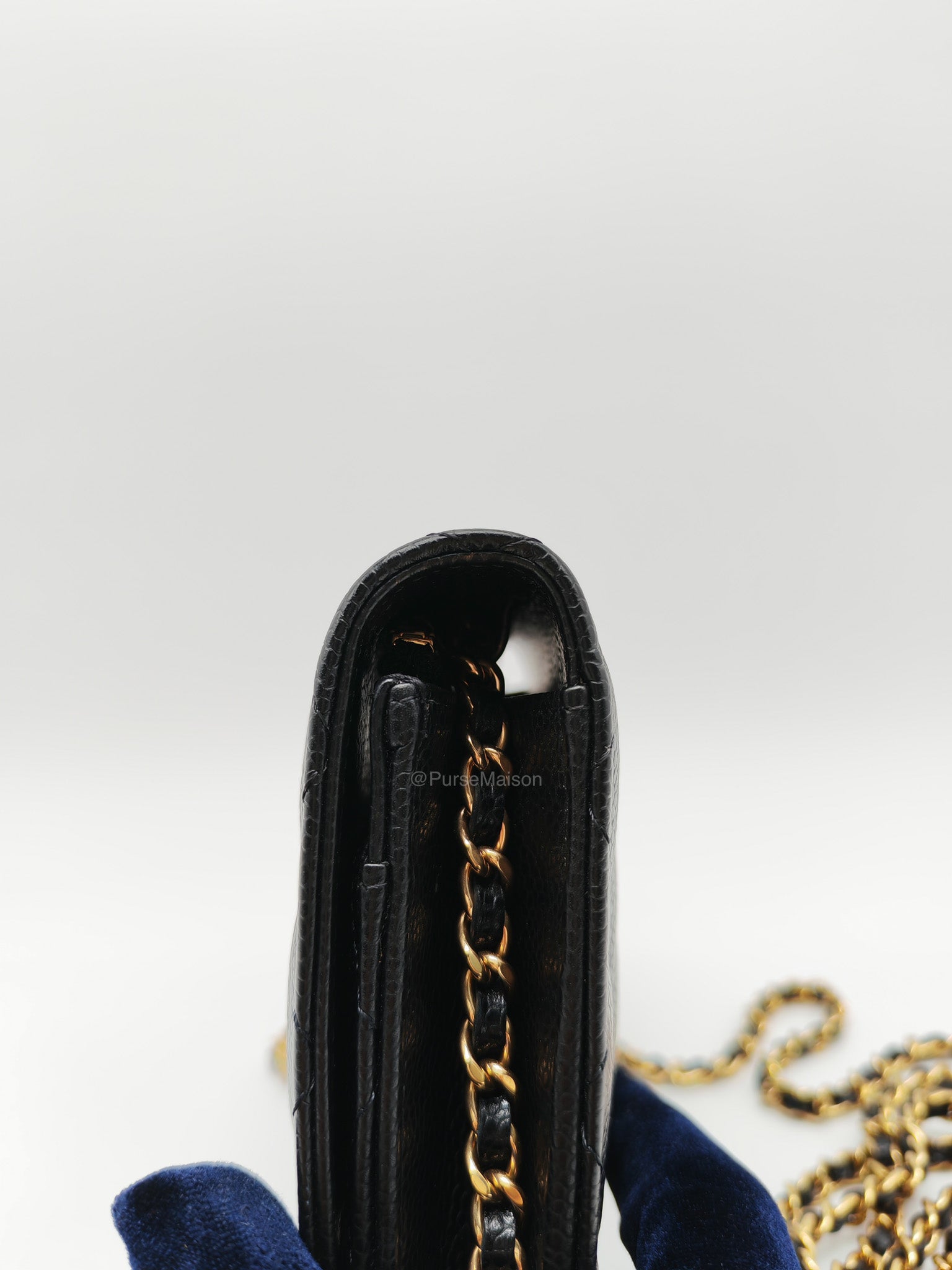 Chanel Wallet on Chain in Black Quilted Caviar Leather and Gold Hardware Microchip