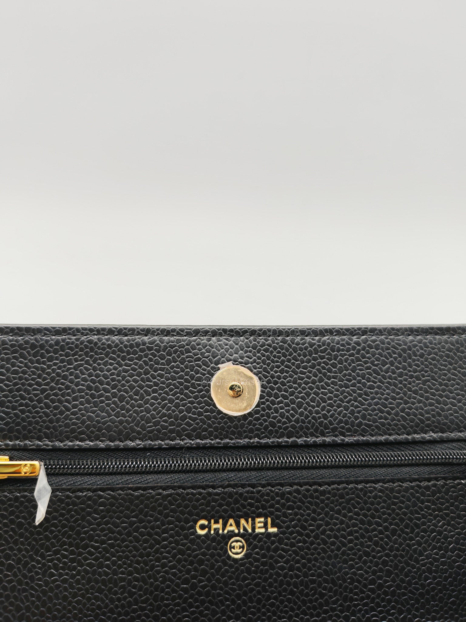 Chanel Wallet on Chain in Black Quilted Caviar Leather and Gold Hardware Microchip
