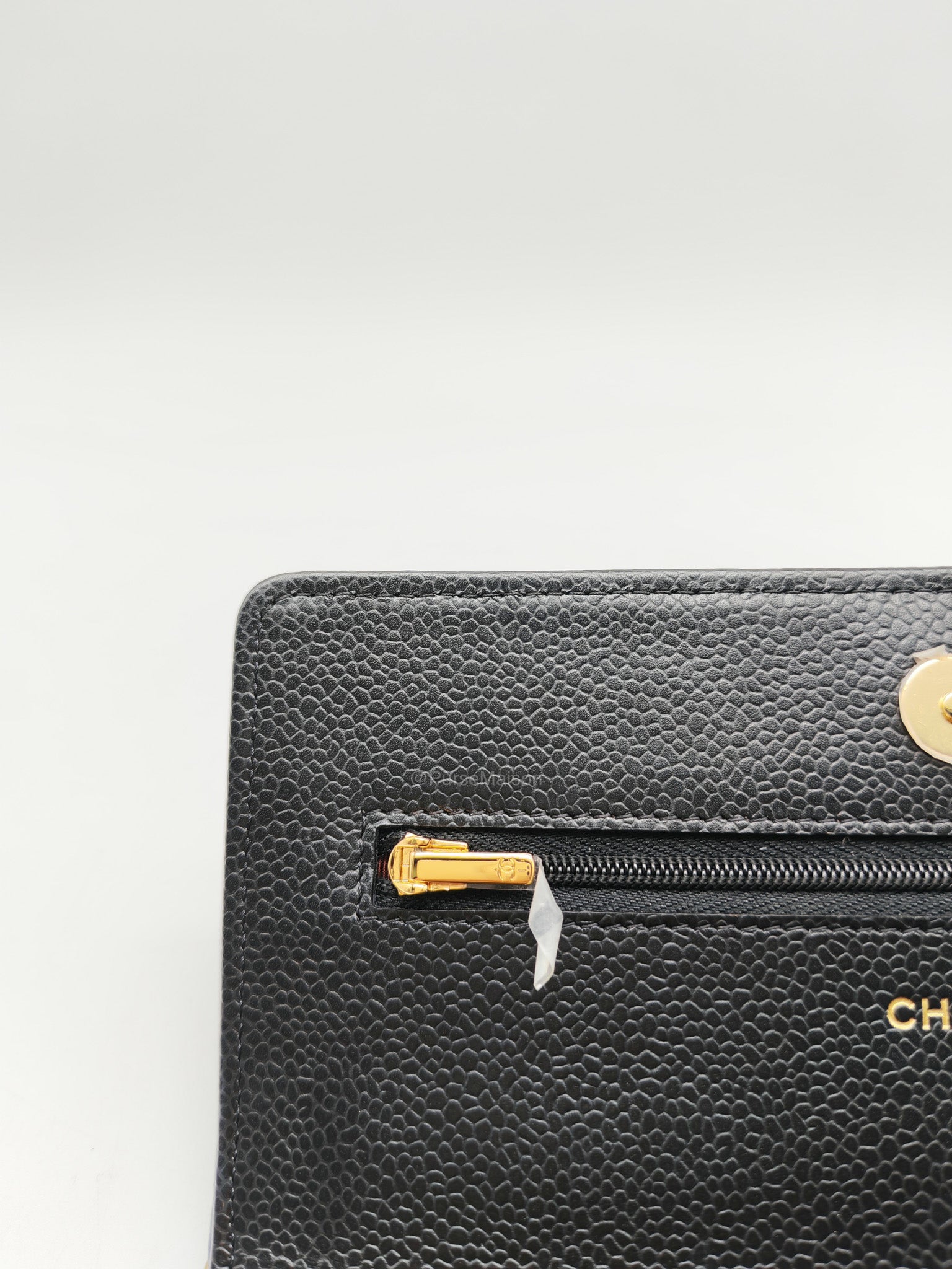 Chanel Wallet on Chain in Black Quilted Caviar Leather and Gold Hardware Microchip