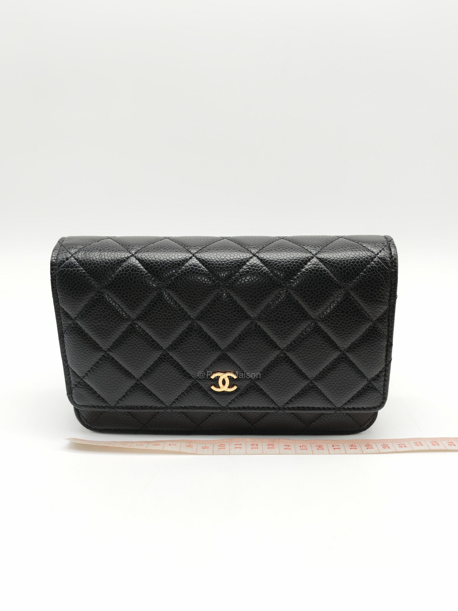 Chanel Wallet on Chain in Black Quilted Caviar Leather and Gold Hardware Microchip