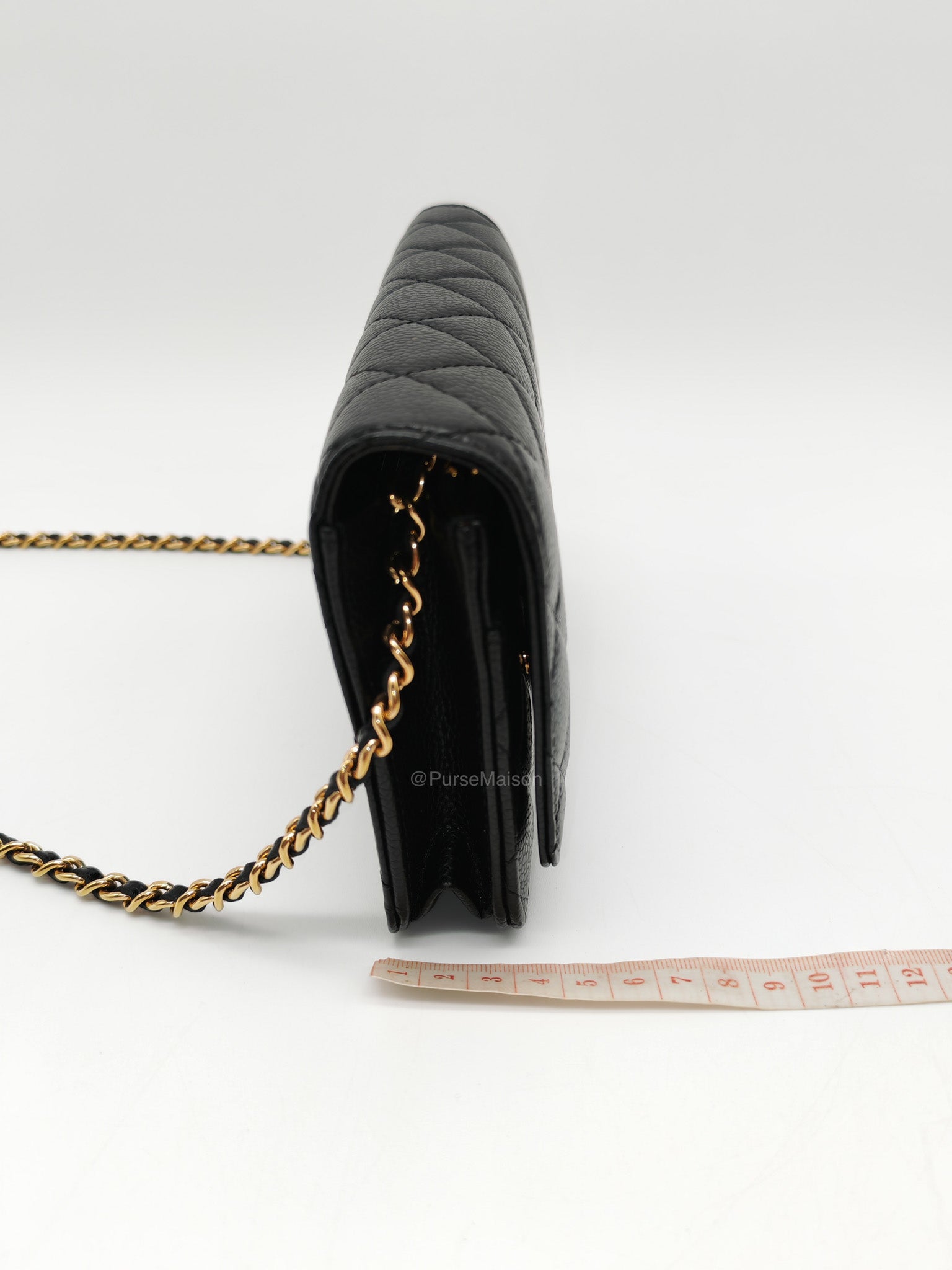 Chanel Wallet on Chain in Black Quilted Caviar Leather and Gold Hardware Microchip