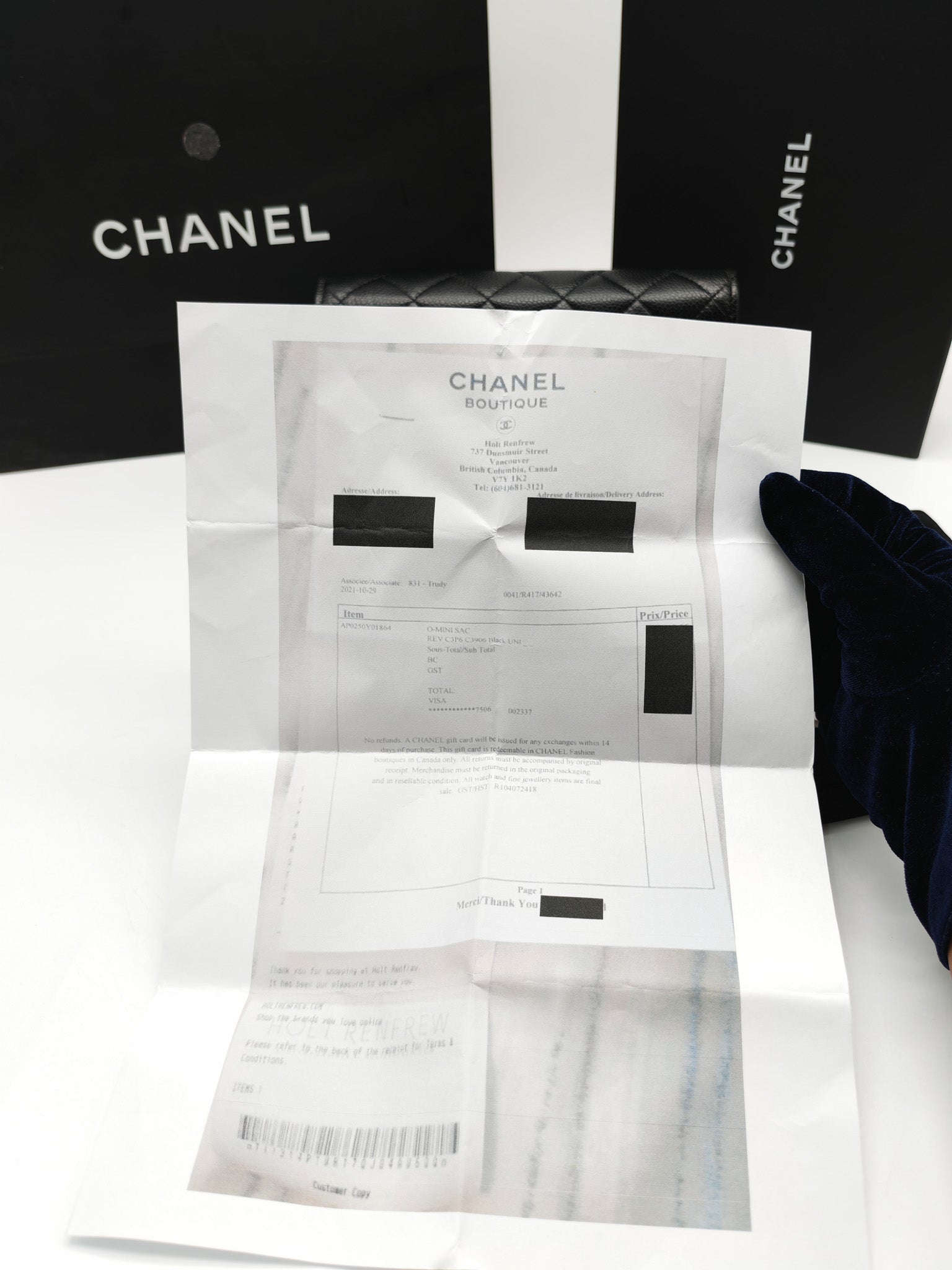 Chanel Wallet on Chain in Black Quilted Caviar Leather and Gold Hardware Microchip