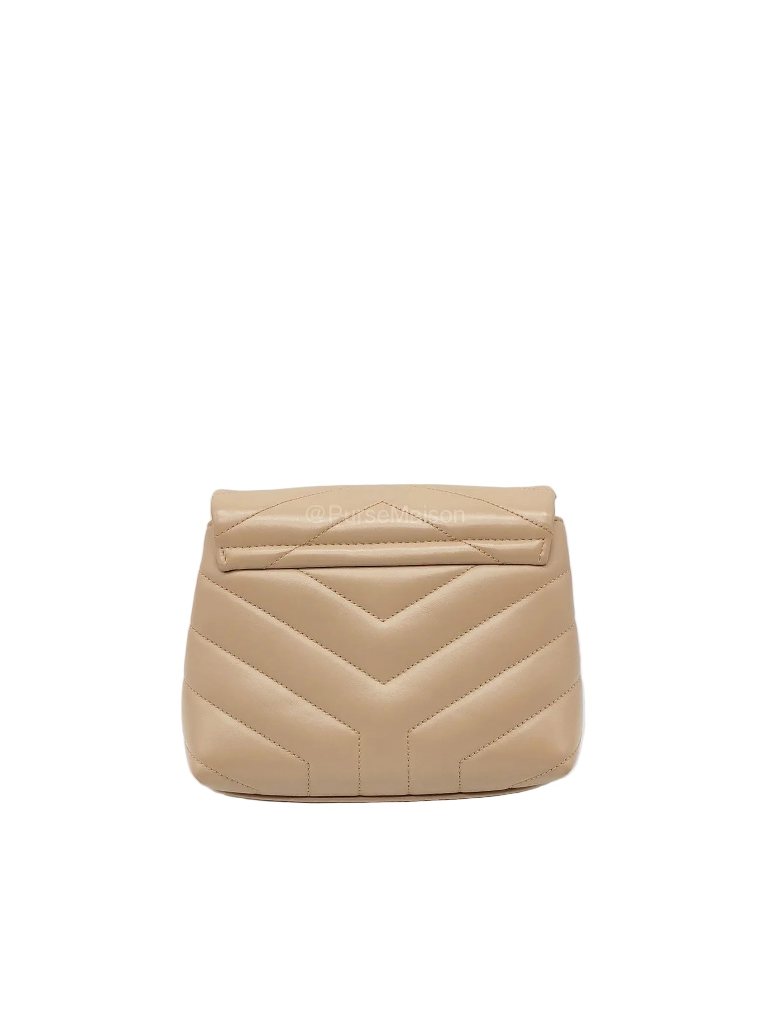 Yves Saint Laurent Toy Loulou Bag in Beige Chevron Quilted Calfskin Leather and Gold Hardware