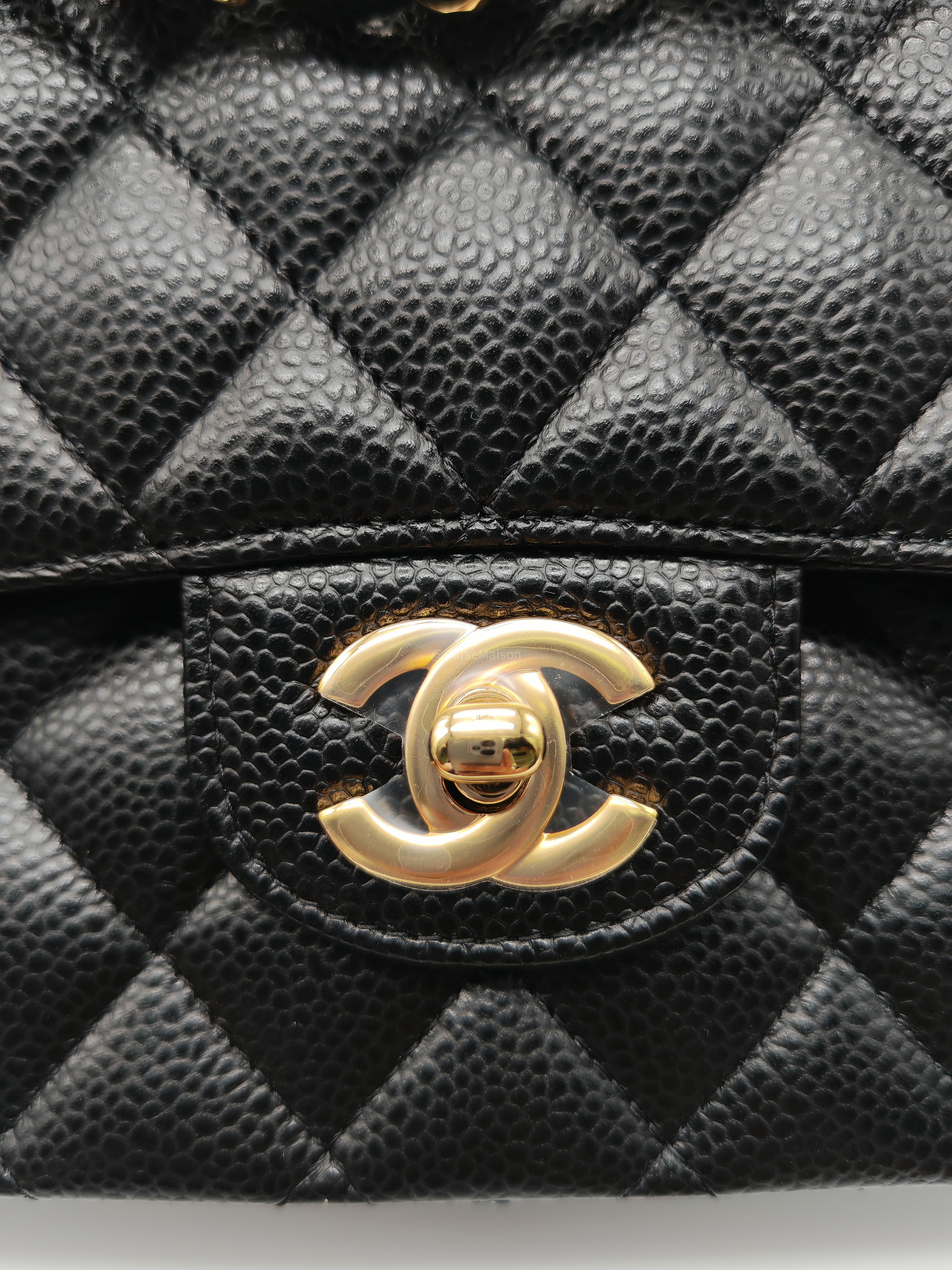 Chanel Classic Double Flap Medium in Black Quilted Caviar Leather & Gold Hardware Microchip