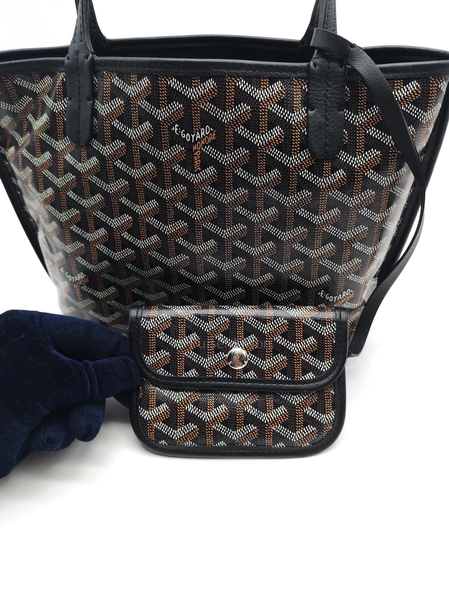 Mini Anjou in Black Goyardine Canvas