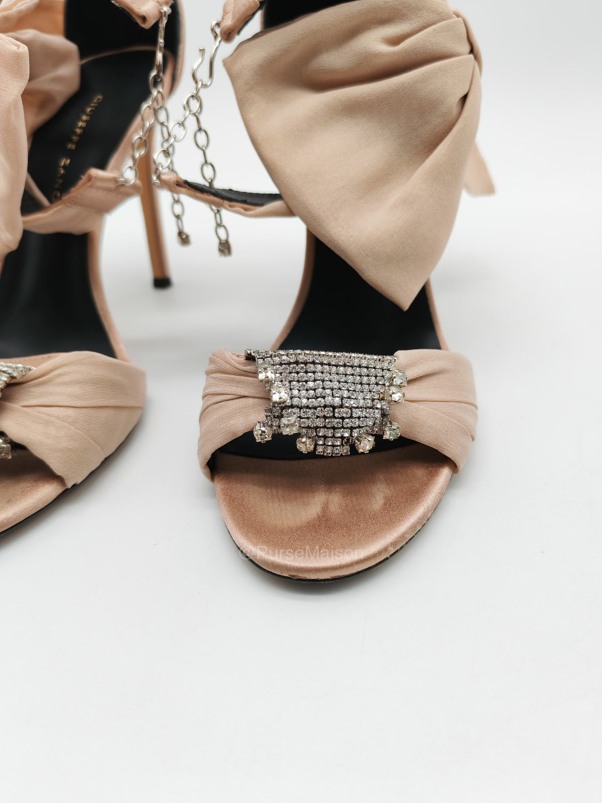 Guiseppe Zanotti Blush ETOILE Bow Crystal Sandals Heels Size 35 EU (22cm)