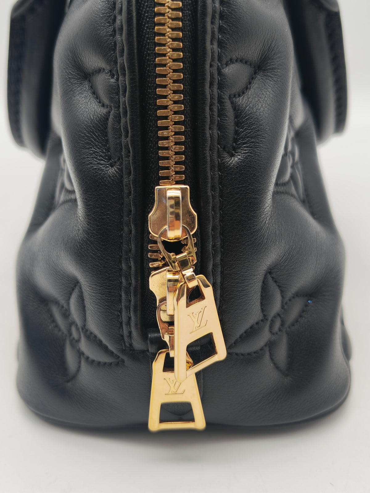 Louis Vuitton Alma BB in Black Bubblegram Quilted Calfskin Leather and Gold Hardware Microchip