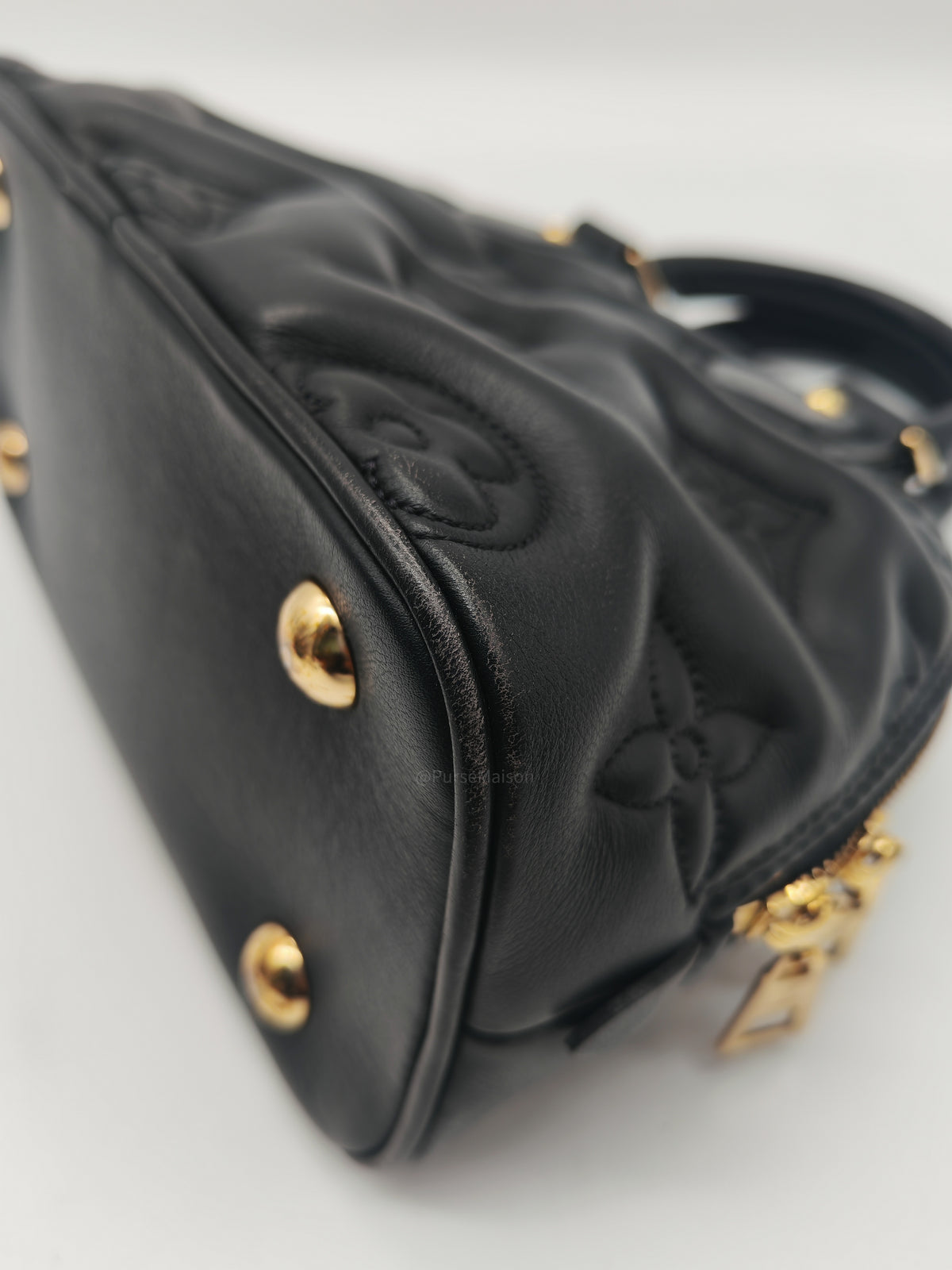 Louis Vuitton Alma BB in Black Bubblegram Quilted Calfskin Leather and Gold Hardware Microchip