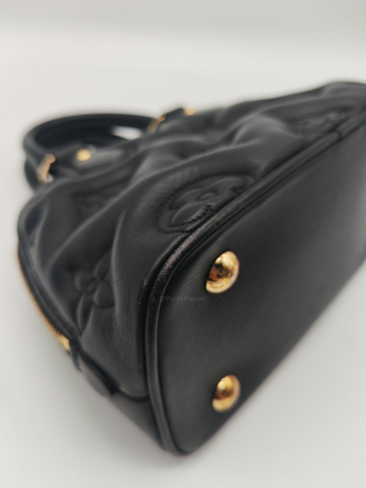 Louis Vuitton Alma BB in Black Bubblegram Quilted Calfskin Leather and Gold Hardware Microchip