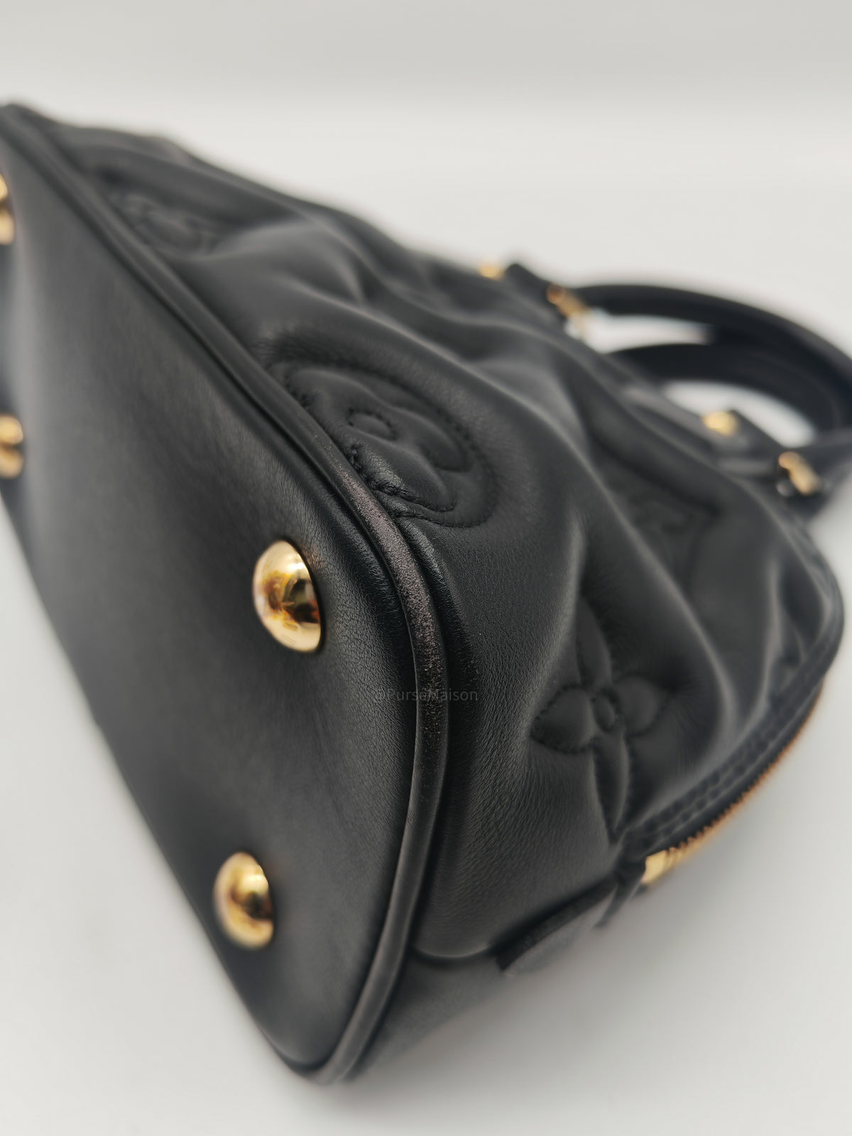 Louis Vuitton Alma BB in Black Bubblegram Quilted Calfskin Leather and Gold Hardware Microchip