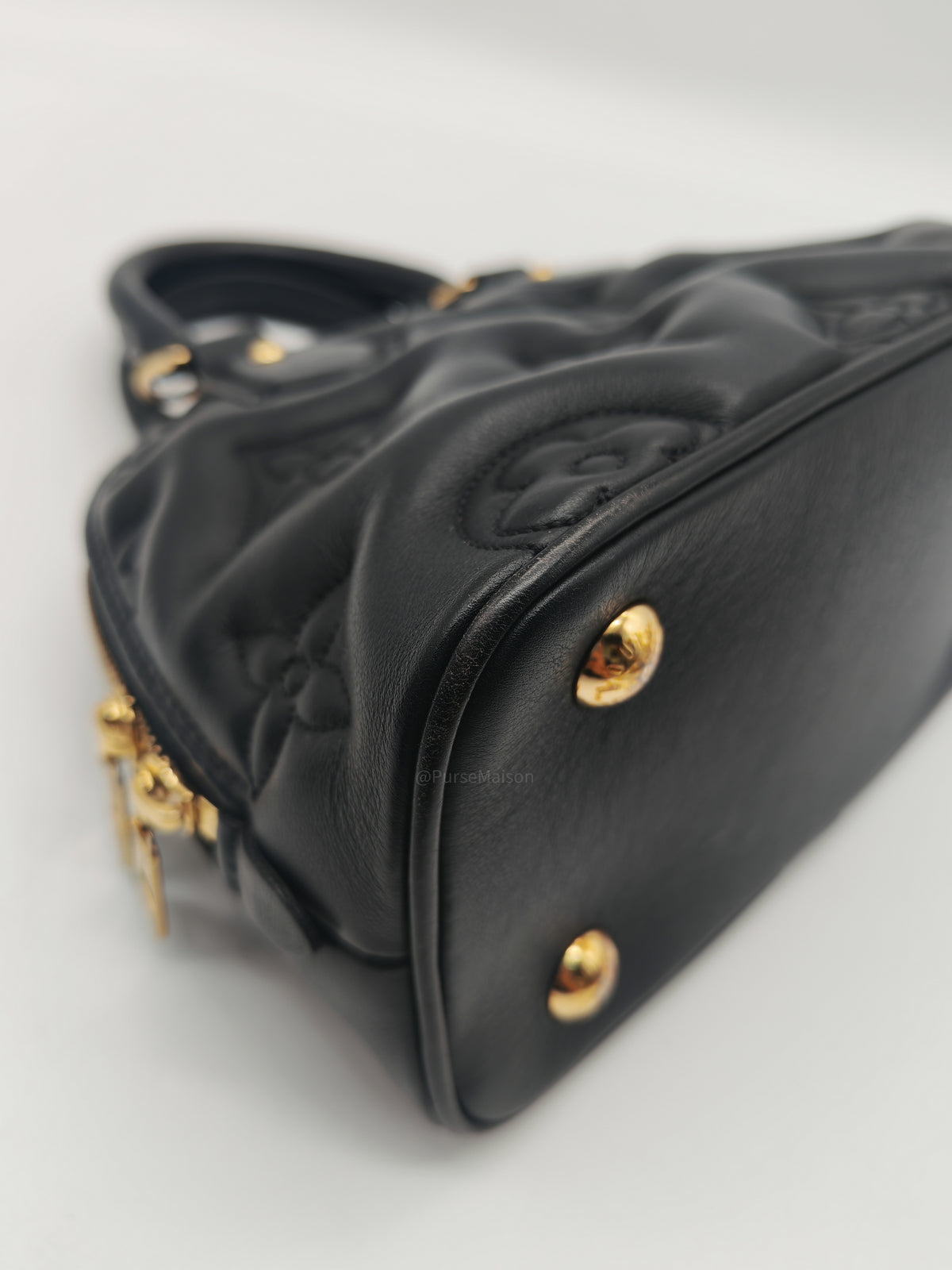 Louis Vuitton Alma BB in Black Bubblegram Quilted Calfskin Leather and Gold Hardware Microchip