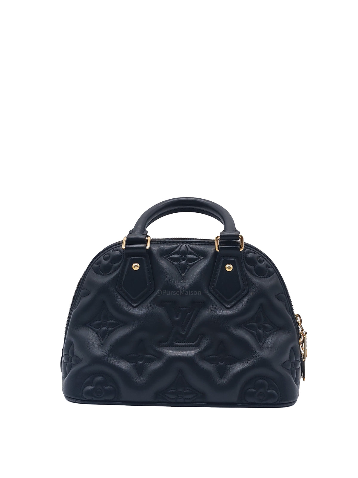 Louis Vuitton Alma BB in Black Bubblegram Quilted Calfskin Leather and Gold Hardware Microchip