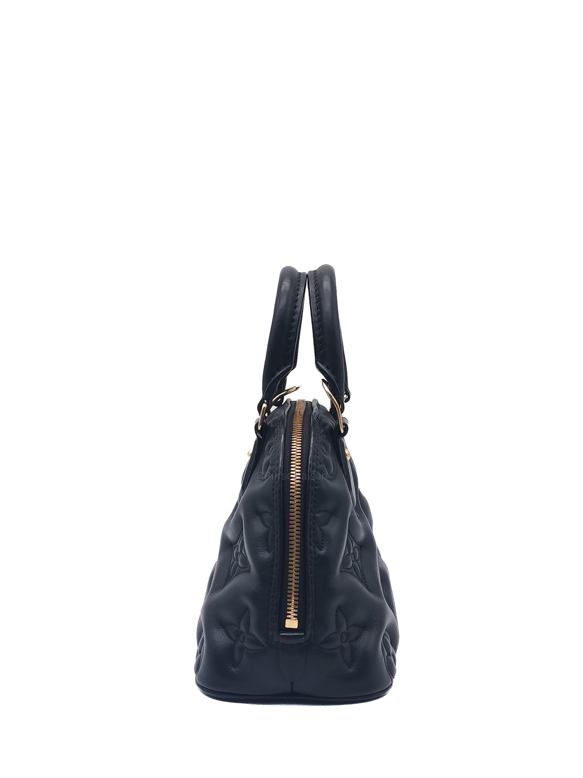 Louis Vuitton Alma BB in Black Bubblegram Quilted Calfskin Leather and Gold Hardware Microchip