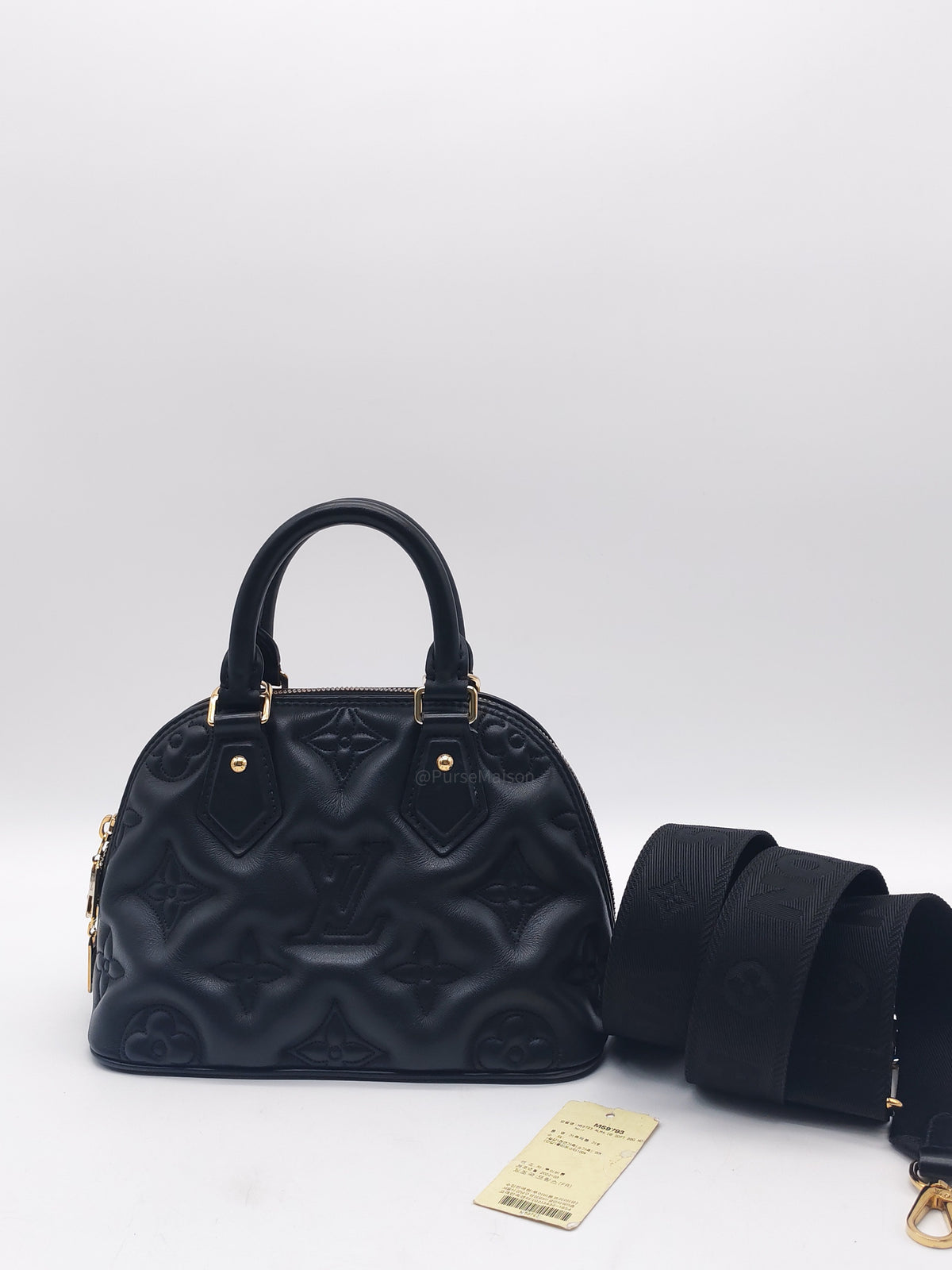 Louis Vuitton Alma BB in Black Bubblegram Quilted Calfskin Leather and Gold Hardware Microchip