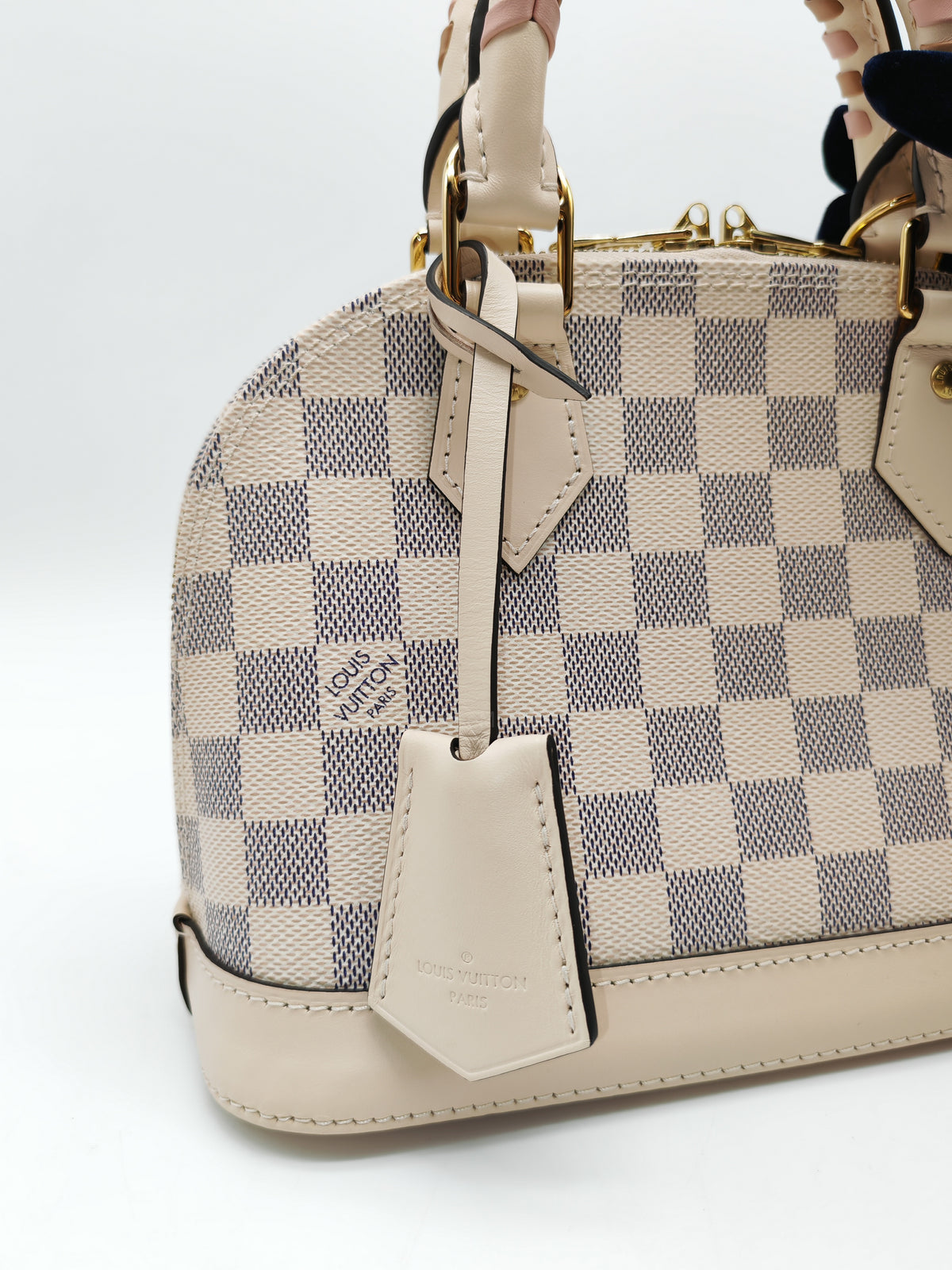 Louis Vuitton Alma BB in Damier Azur Canvas Braided Handles and Gold Hardware (Datecode: TH0036)