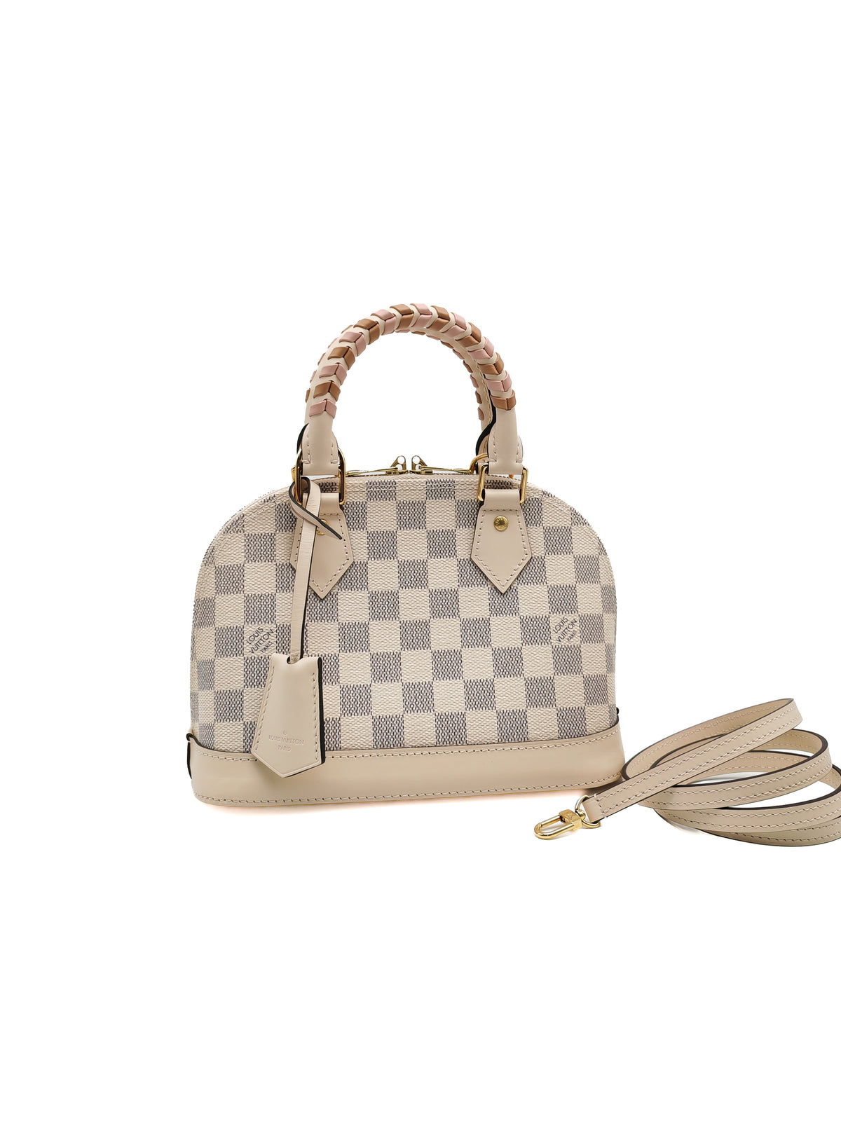 Louis Vuitton Alma BB in Damier Azur Canvas Braided Handles and Gold Hardware (Datecode: TH0036)