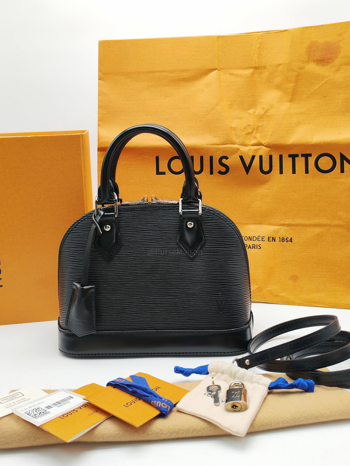 Louis Vuitton Alma BB in Black Epi Leather Silver Hardware (Date Code: AA1139)