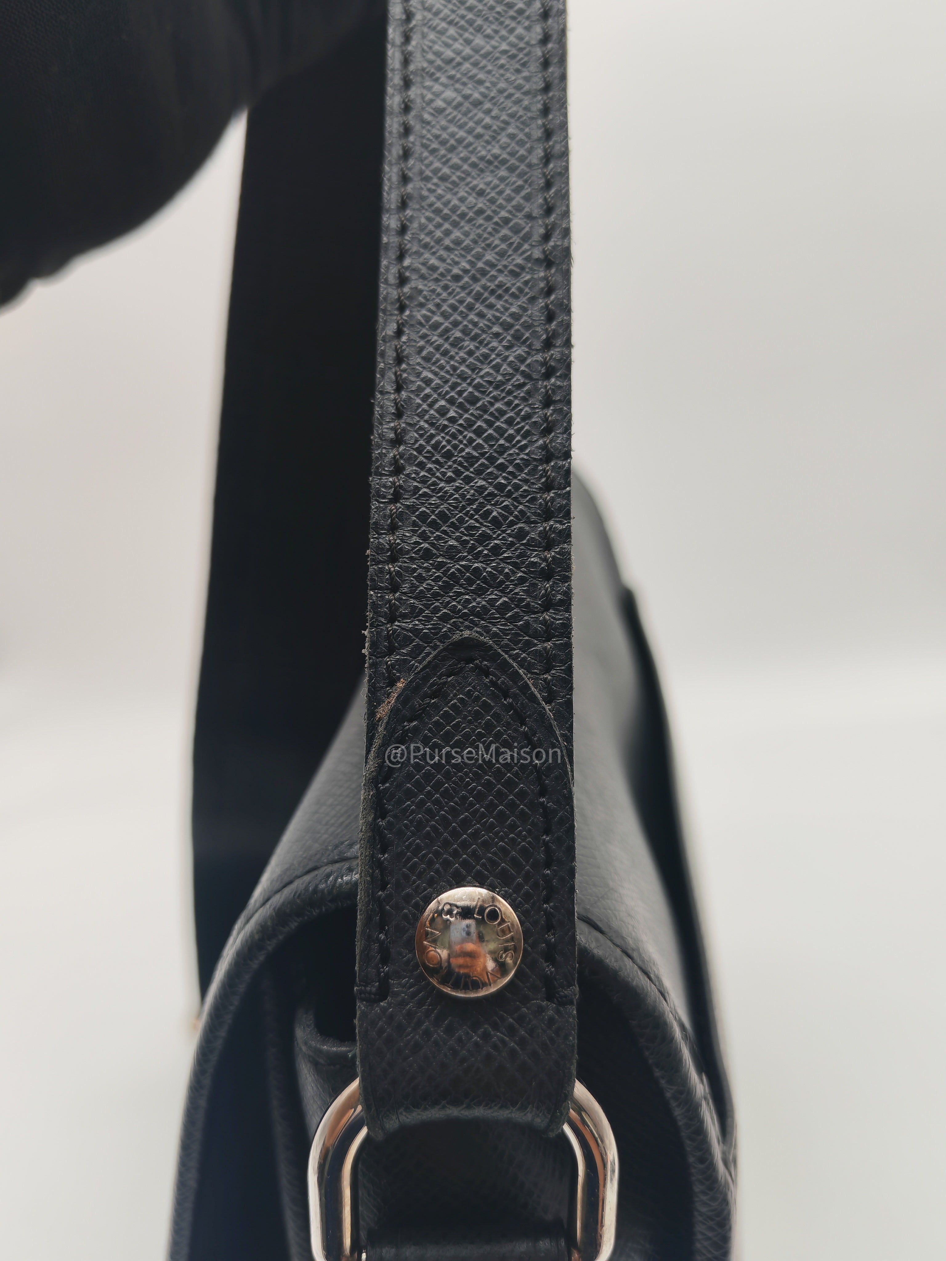 Louis Vuitton Andrei Messenger Bag in Black Taiga Leather and Silver Hardware (Datecode: BA2008)