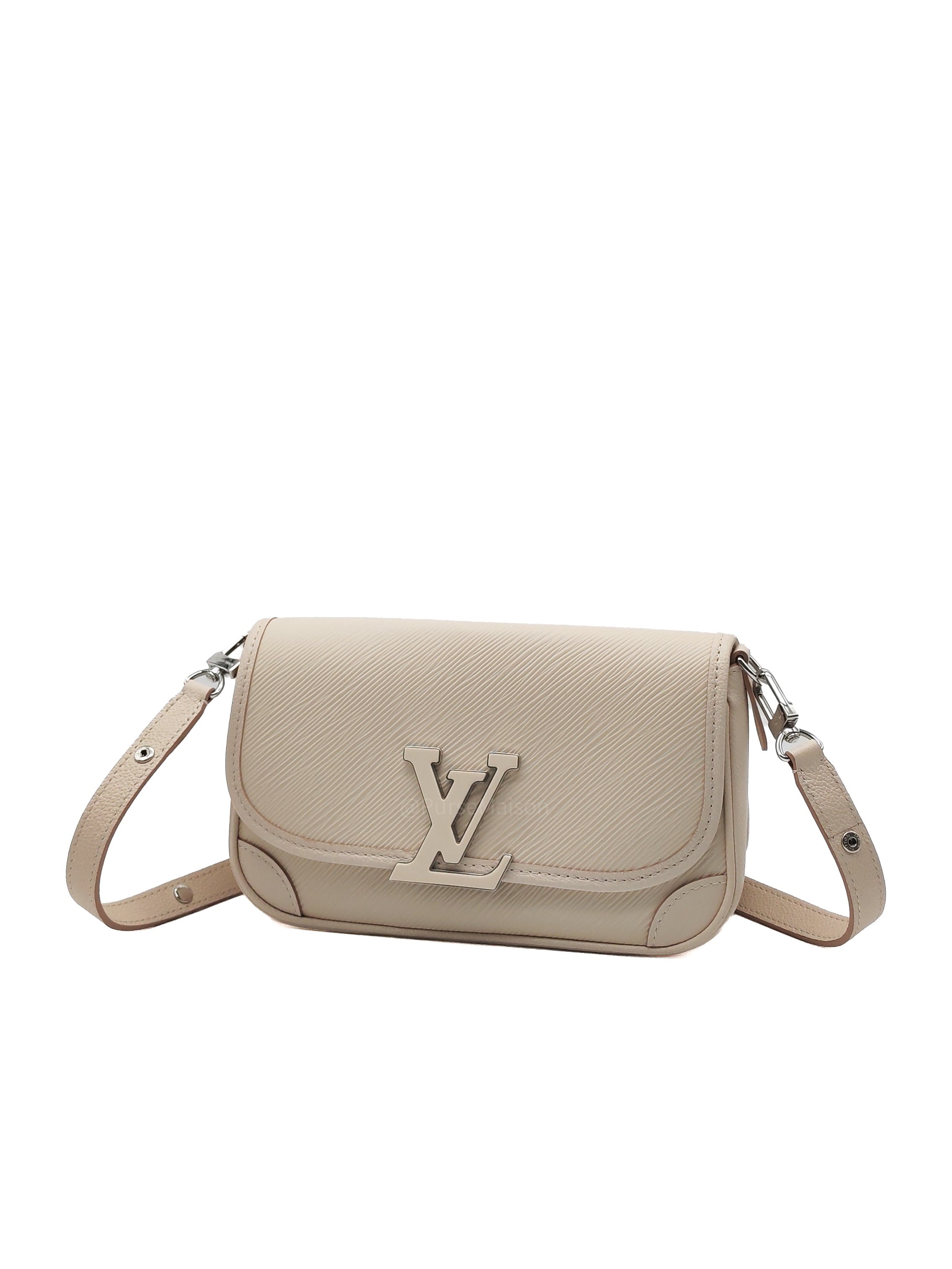 Louis Vuitton Buci Crossbody Bag in Off-White Beige Epi Leather and Silver Hardware Microchip