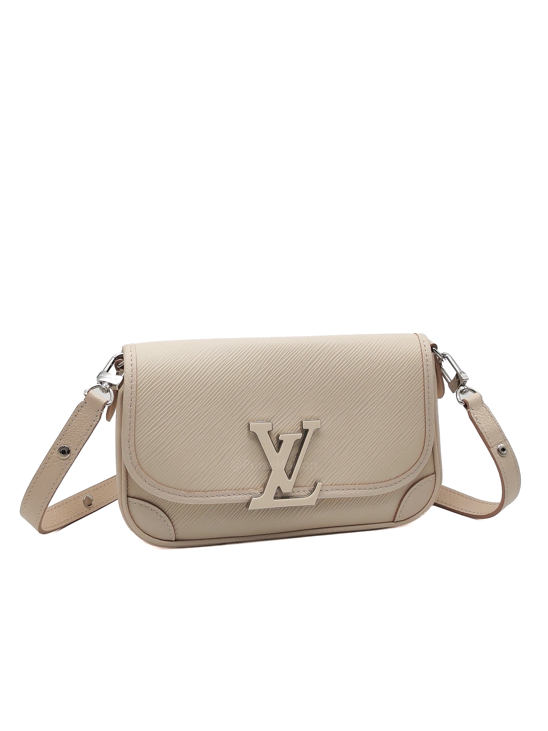 Louis Vuitton Buci Crossbody Bag in Off-White Beige Epi Leather and Silver Hardware Microchip