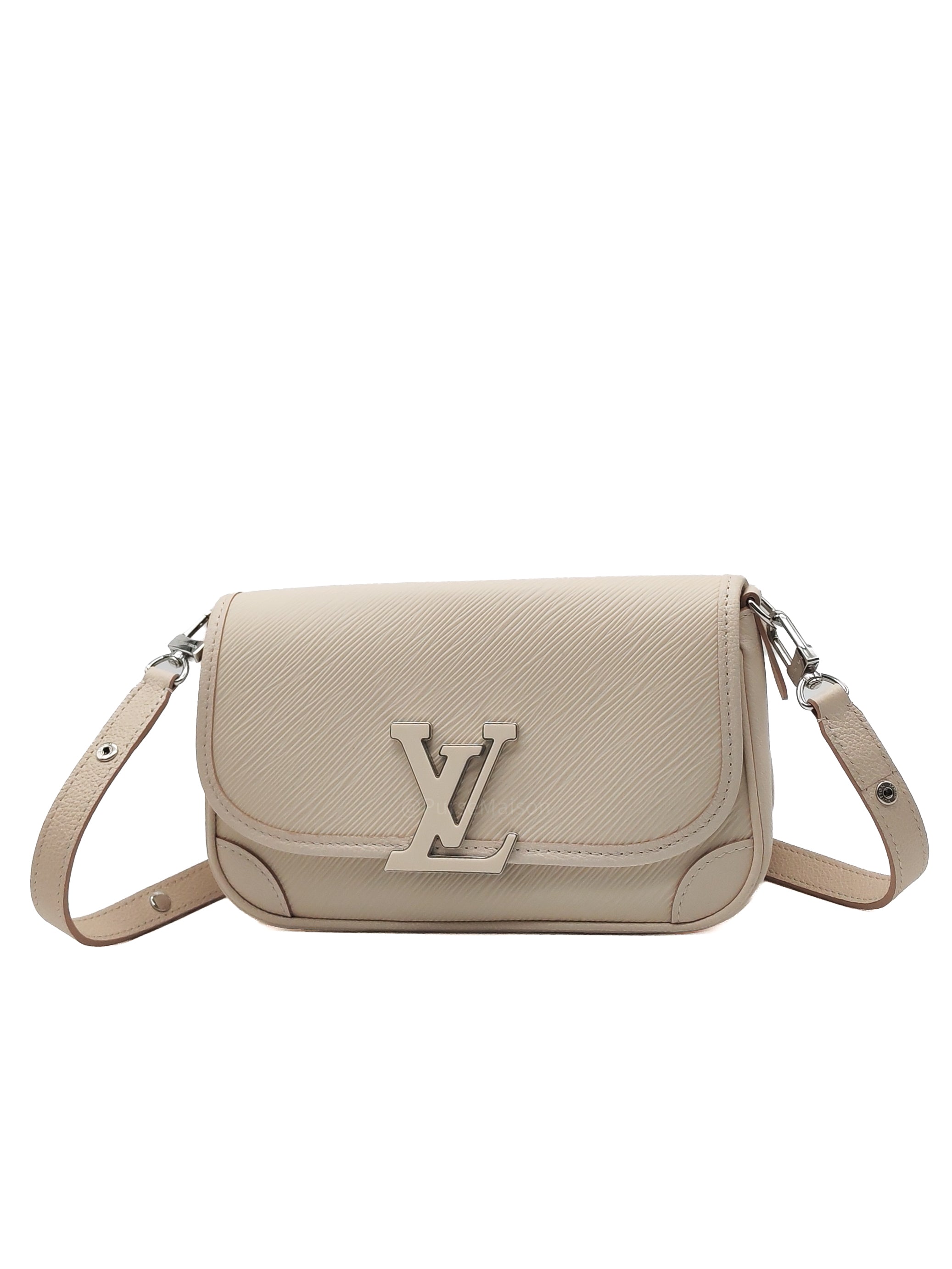 Louis Vuitton Buci Crossbody Bag in Off-White Beige Epi Leather and Silver Hardware Microchip