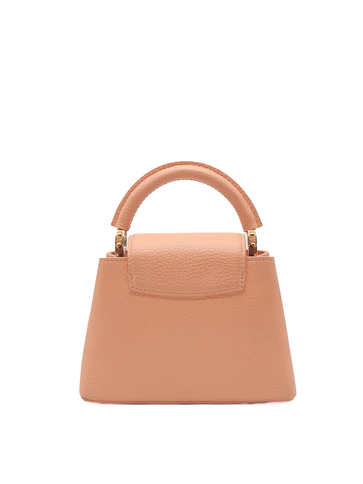 Louis Vuitton Capucines Mini Handbag in Peach Taurillon Leather and Iridescent Rainbow Hardware Microchip