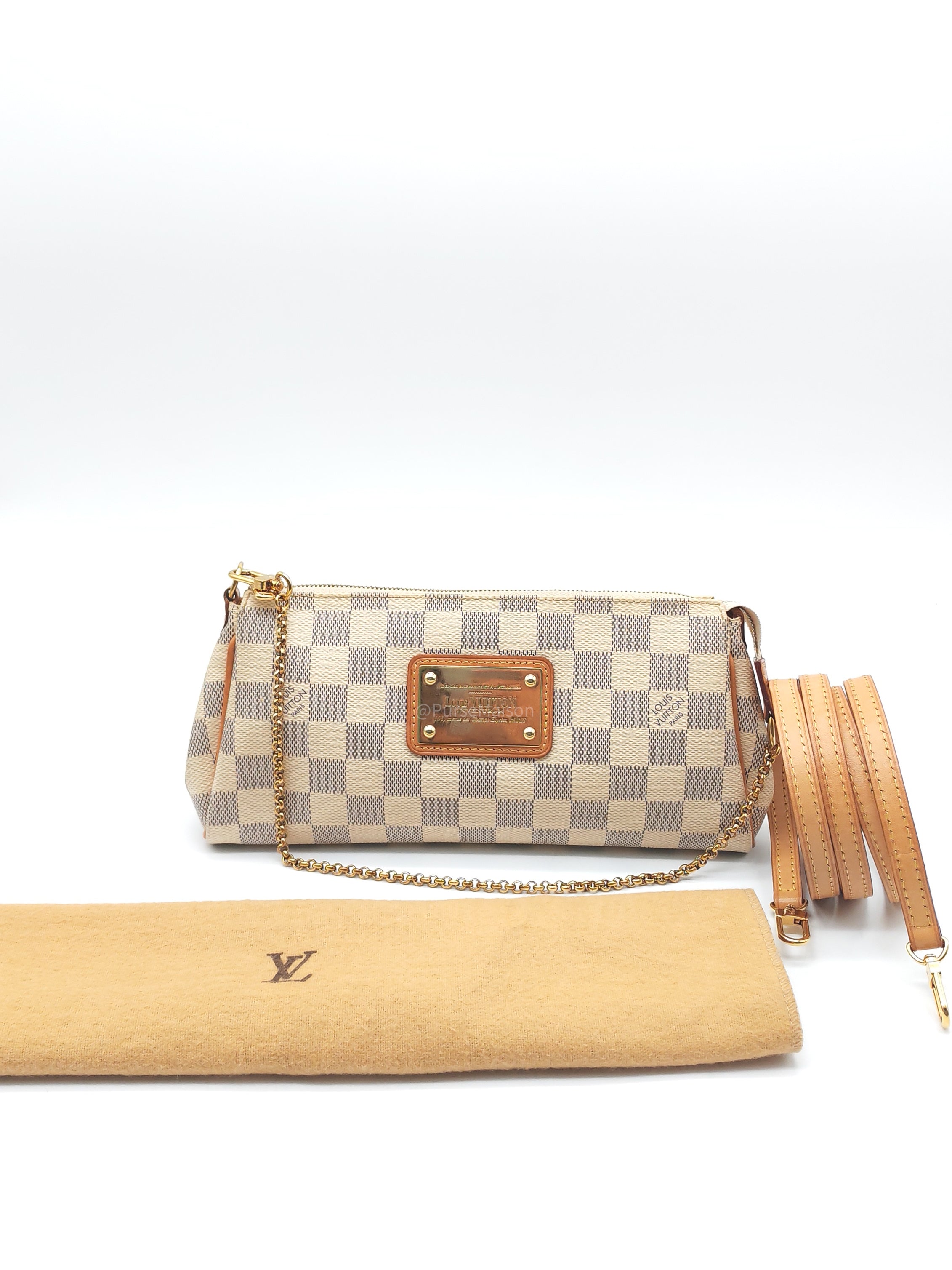LV Damier Azur Eva Clutch Bag GHW