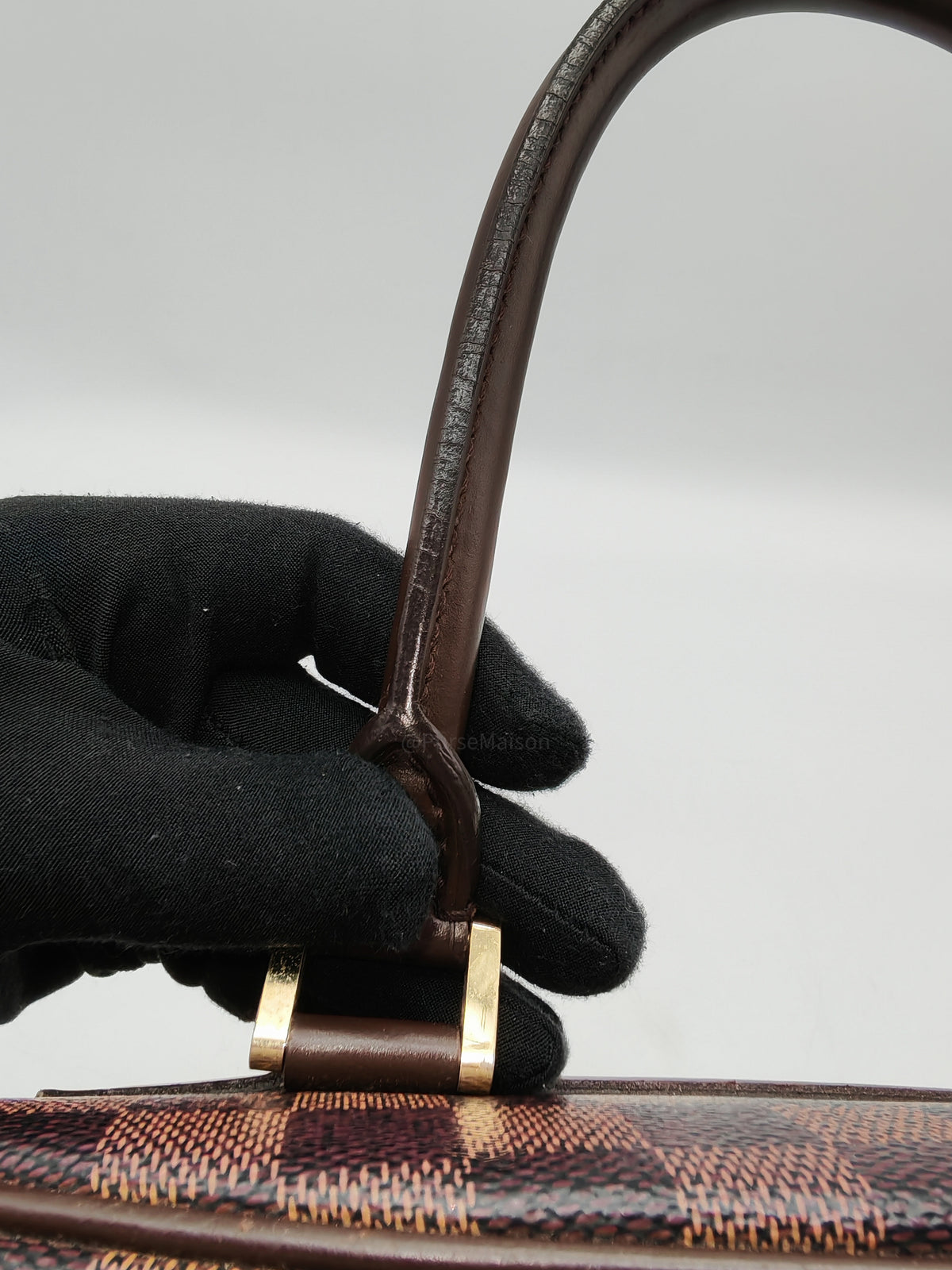 Louis Vuitton Nolita Hand Bag in Damier Ebene Canvas and Gold Hardware (Datecode: SP0022)