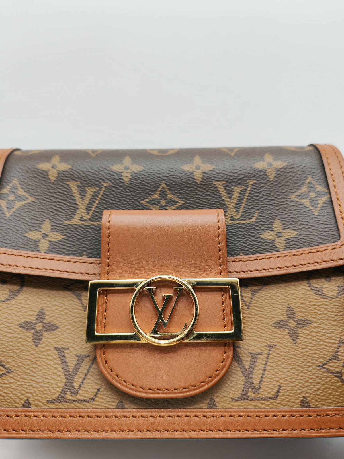Louis Vuitton Mini Dauphine Bag in Monogram Reverse Canvas and Gold Hardware (Datecode: AA3179)