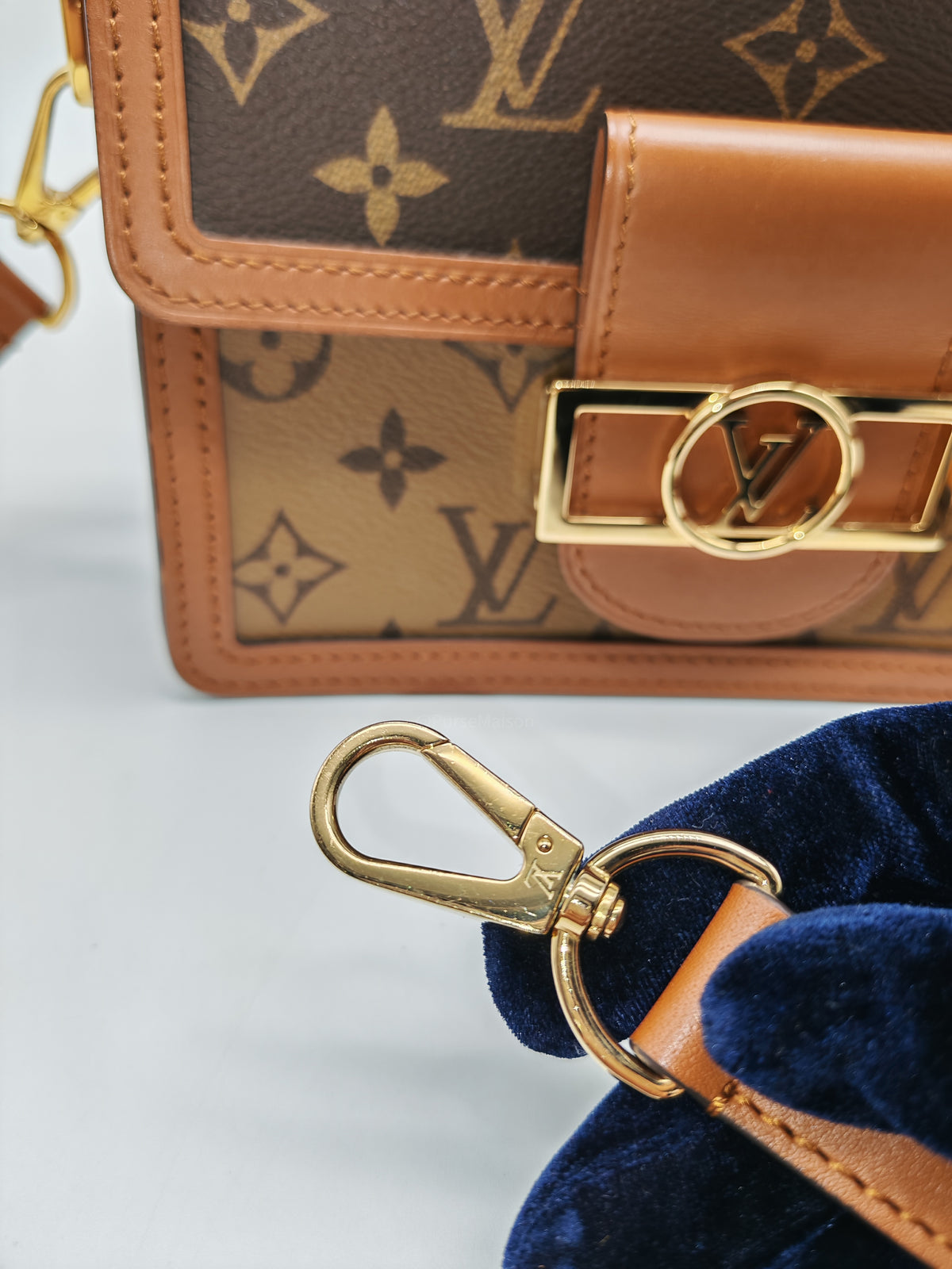 Louis Vuitton Mini Dauphine Bag in Monogram Reverse Canvas and Gold Hardware (Datecode: AA3179)