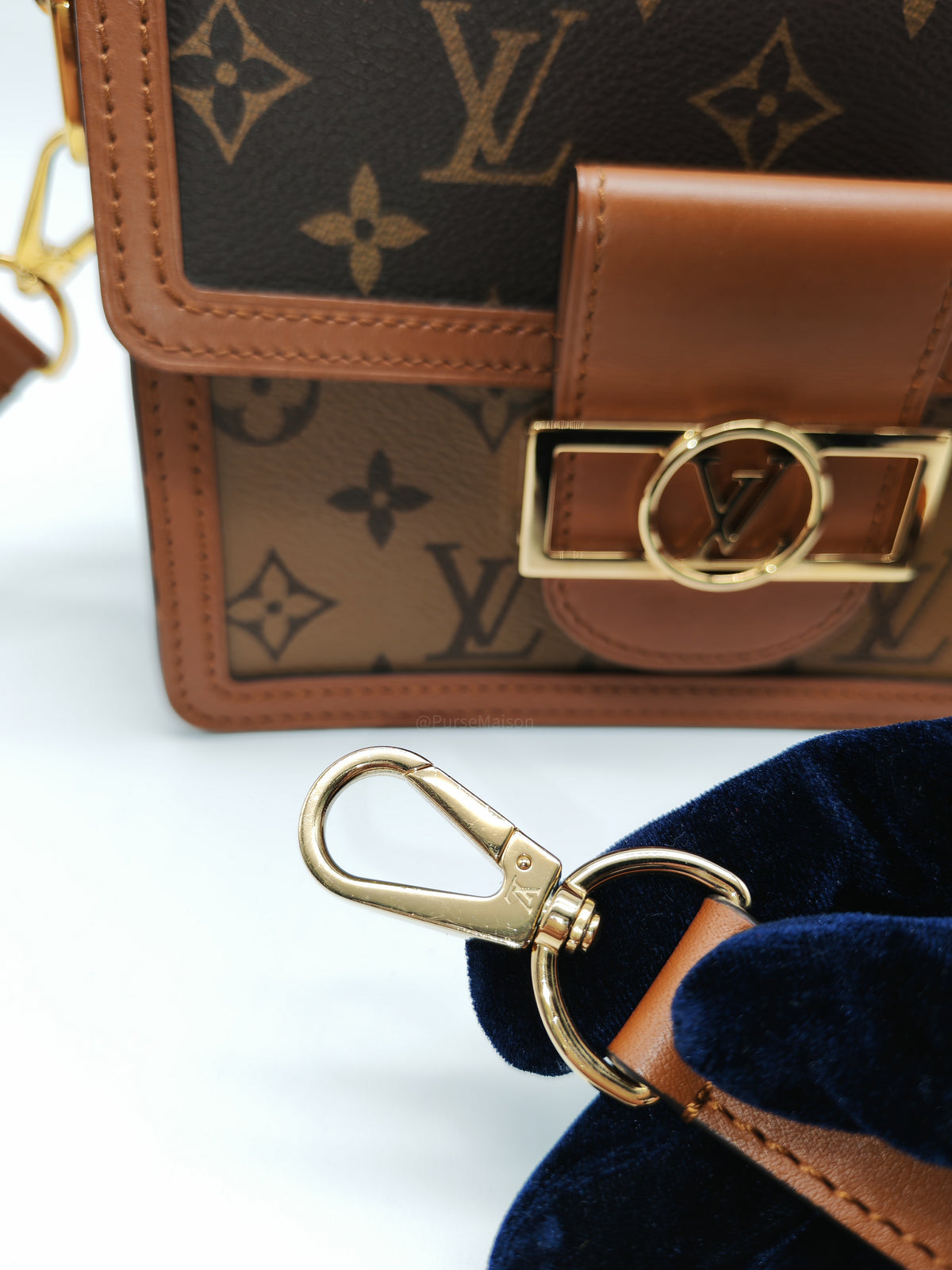 Louis Vuitton Mini Dauphine Bag in Monogram Reverse Canvas and Gold Hardware (Datecode: AA3179)