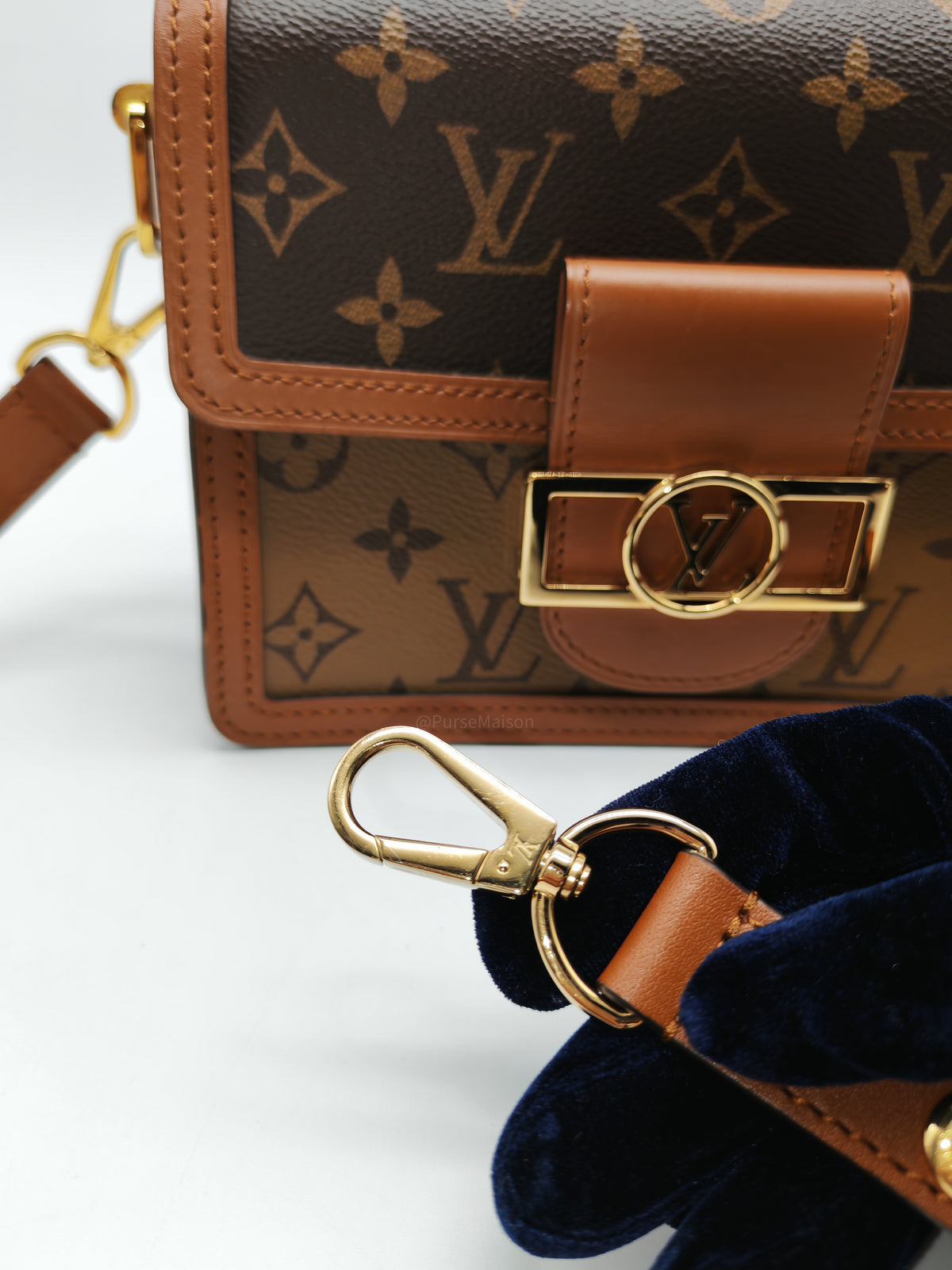 Louis Vuitton Mini Dauphine Bag in Monogram Reverse Canvas and Gold Hardware (Datecode: AA3179)