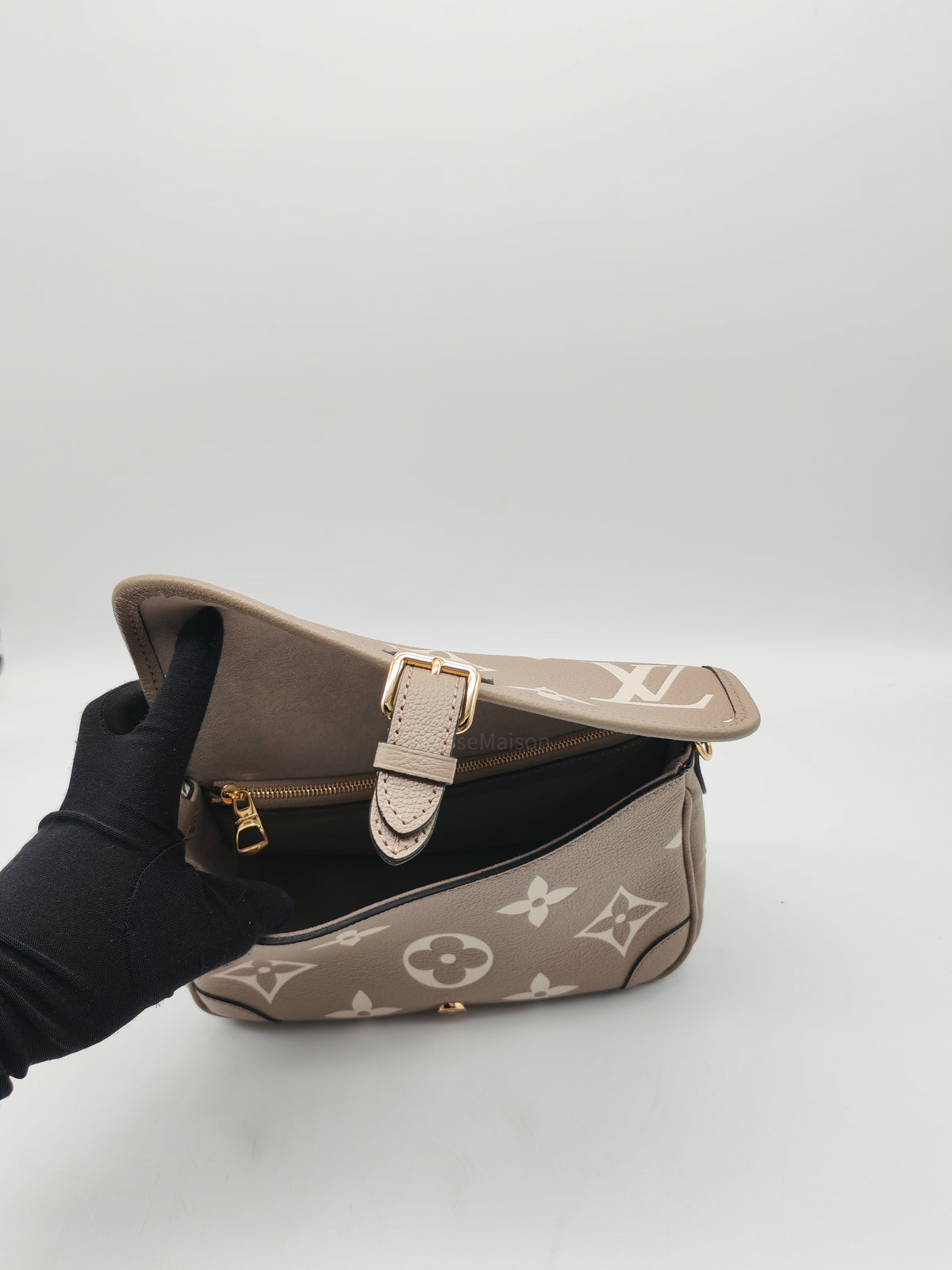 Louis Vuitton Diane PM in Beige Monogram Empreinte Leather and Gold Hardware Microchip
