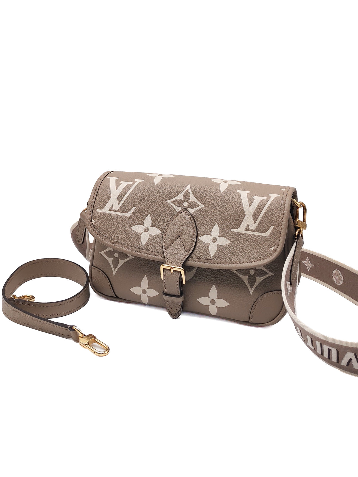 Louis Vuitton Diane PM in Beige Monogram Empreinte Leather and Gold Hardware Microchip