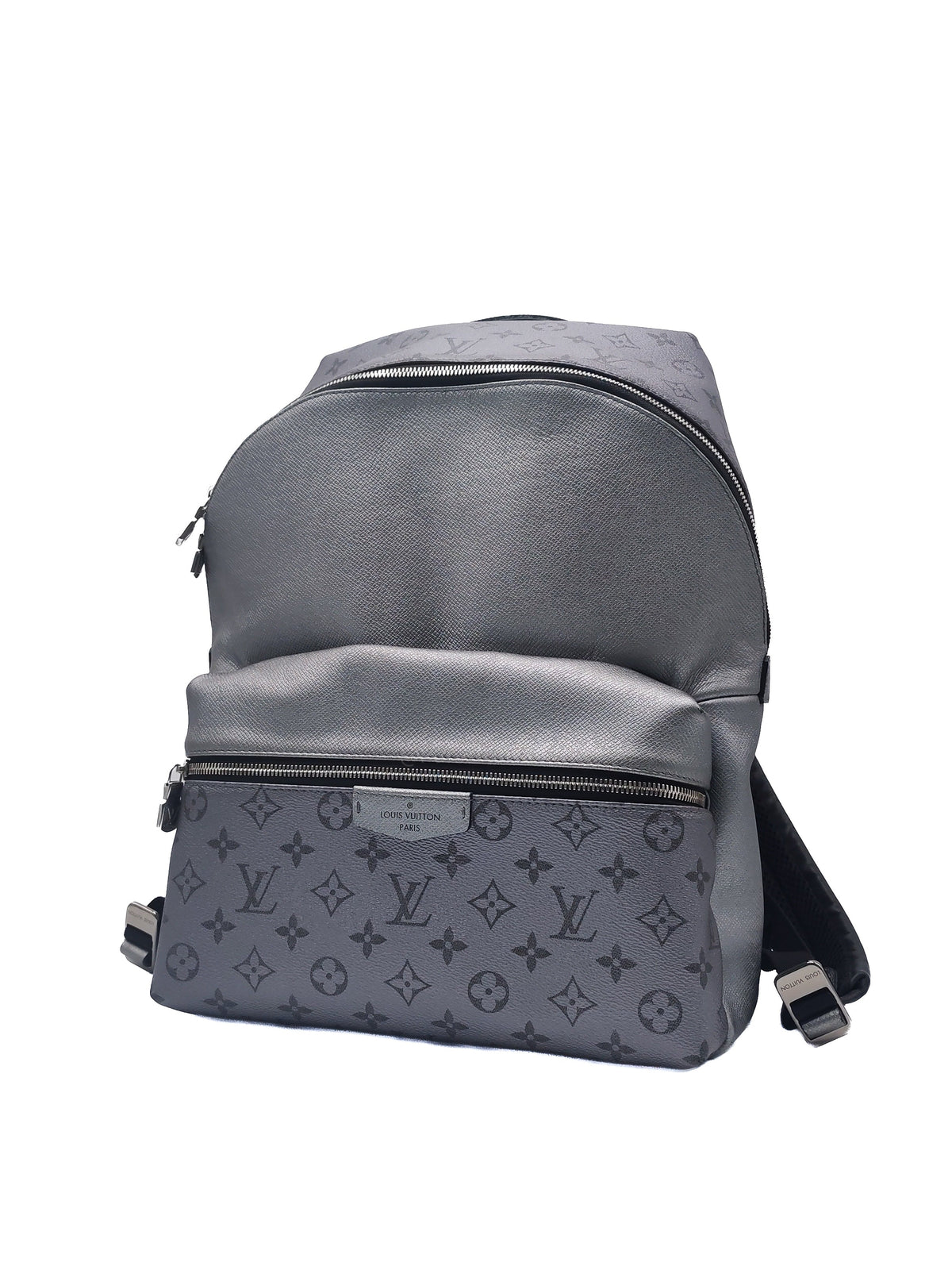 Louis Vuitton Discovery Backpack PM in Sleek Silver Metallic Grey Monogram Canvas and Silver Hardware Mircochip