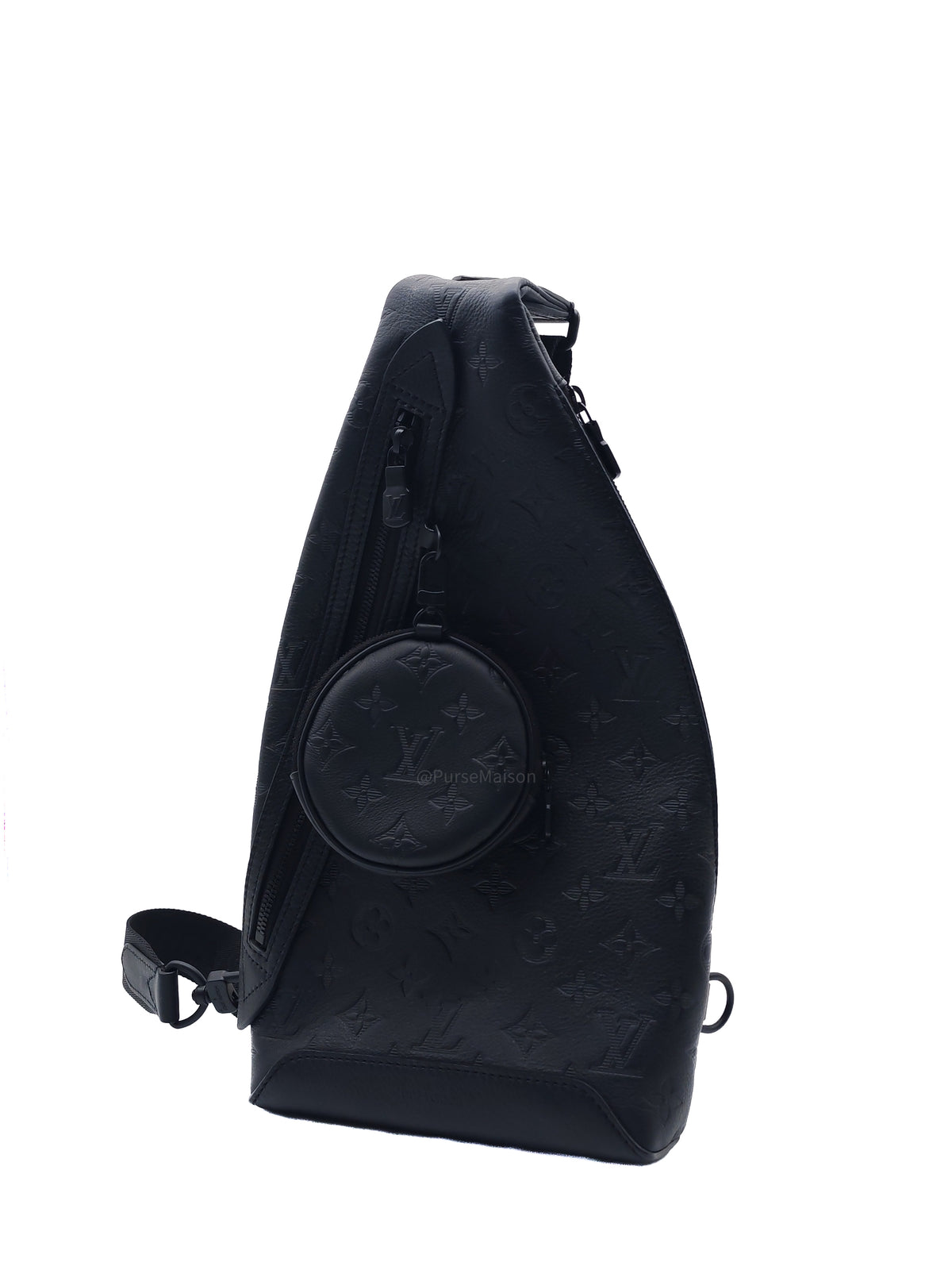 Louis Vuitton Duo Sling Bag in Monogram Shadow in Black Calfskin Leather