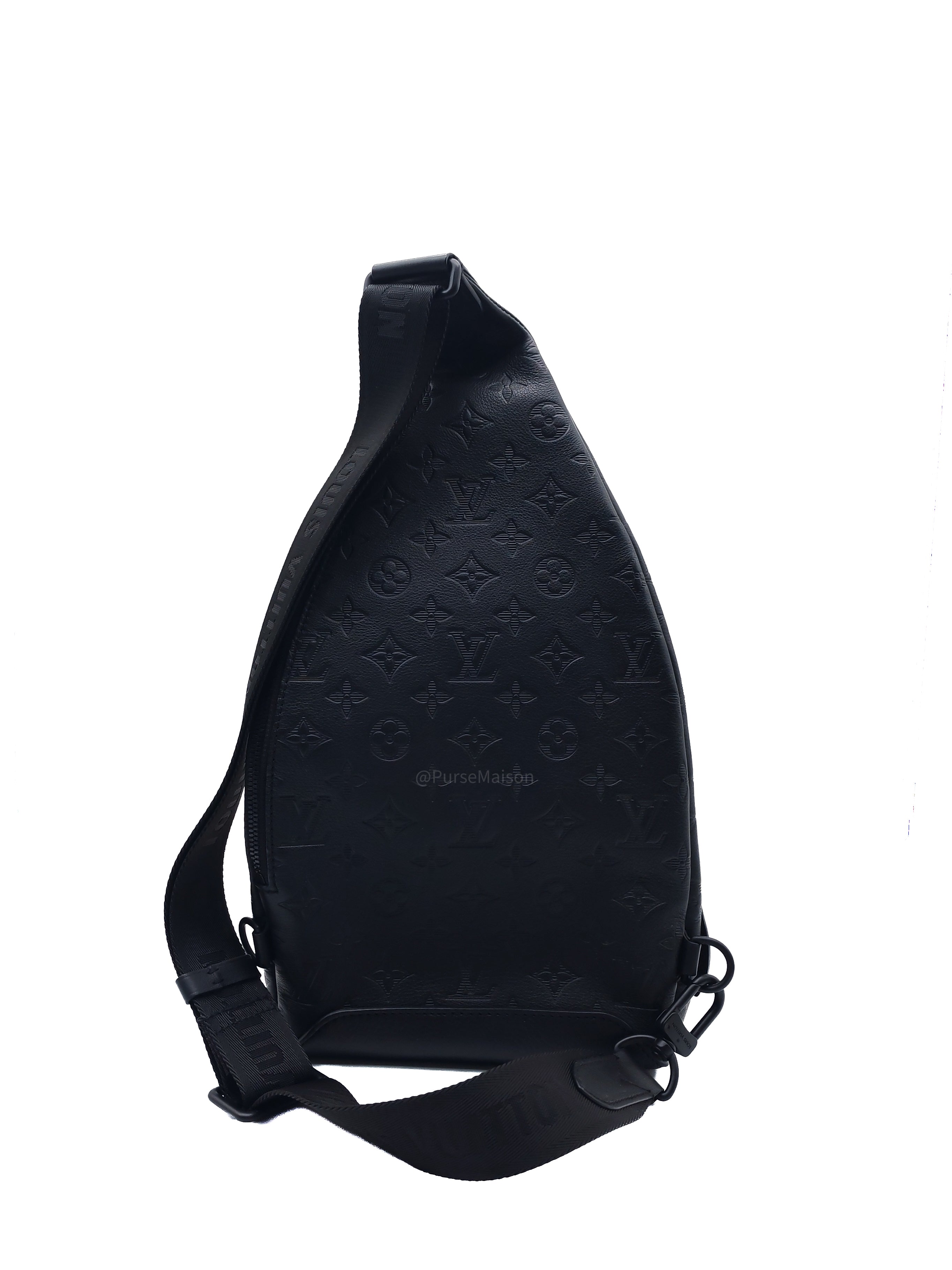 Louis Vuitton Duo Sling Bag in Monogram Shadow in Black Calfskin Leather