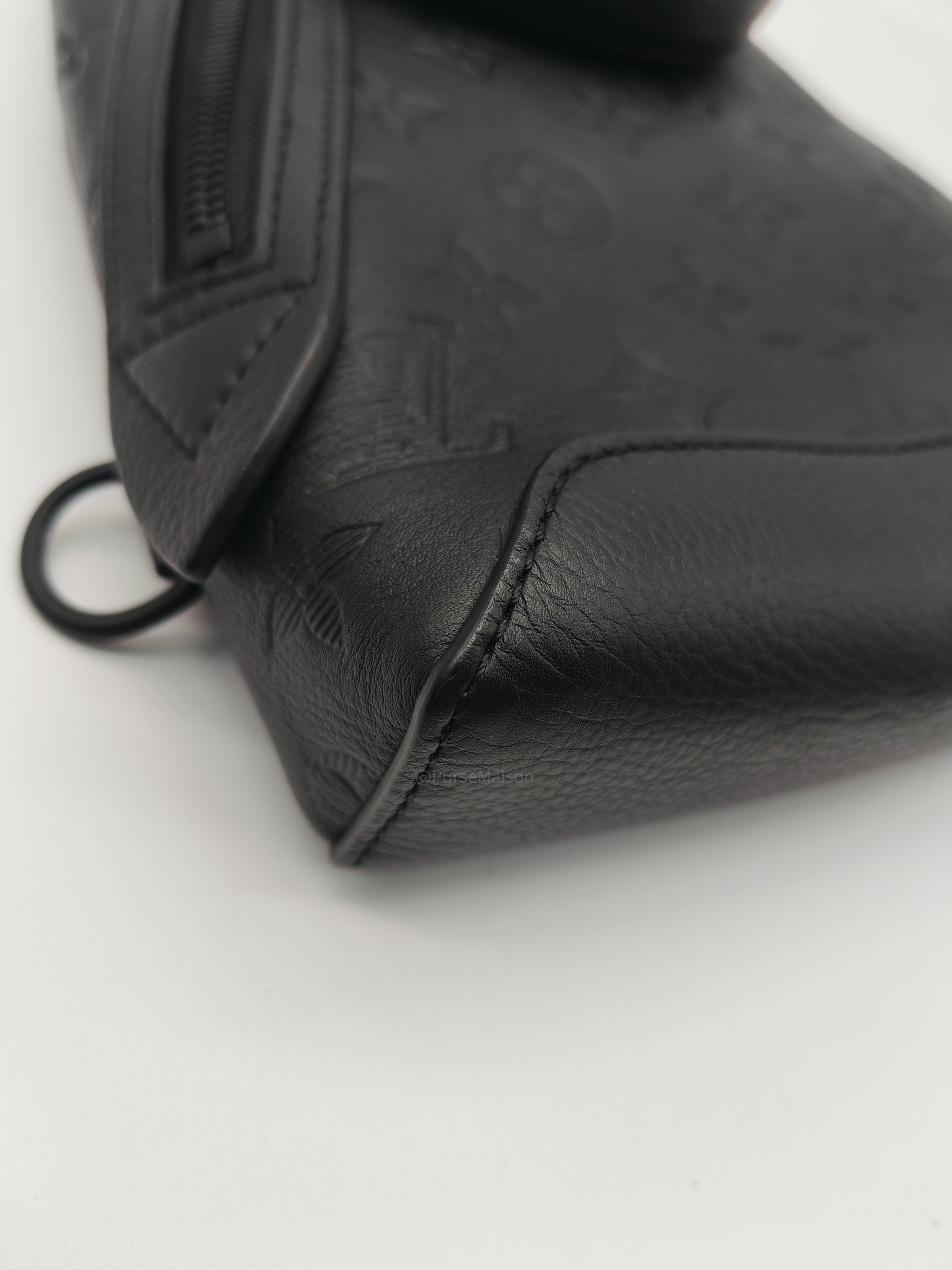 Louis Vuitton Duo Sling Bag in Monogram Shadow in Black Calfskin Leather