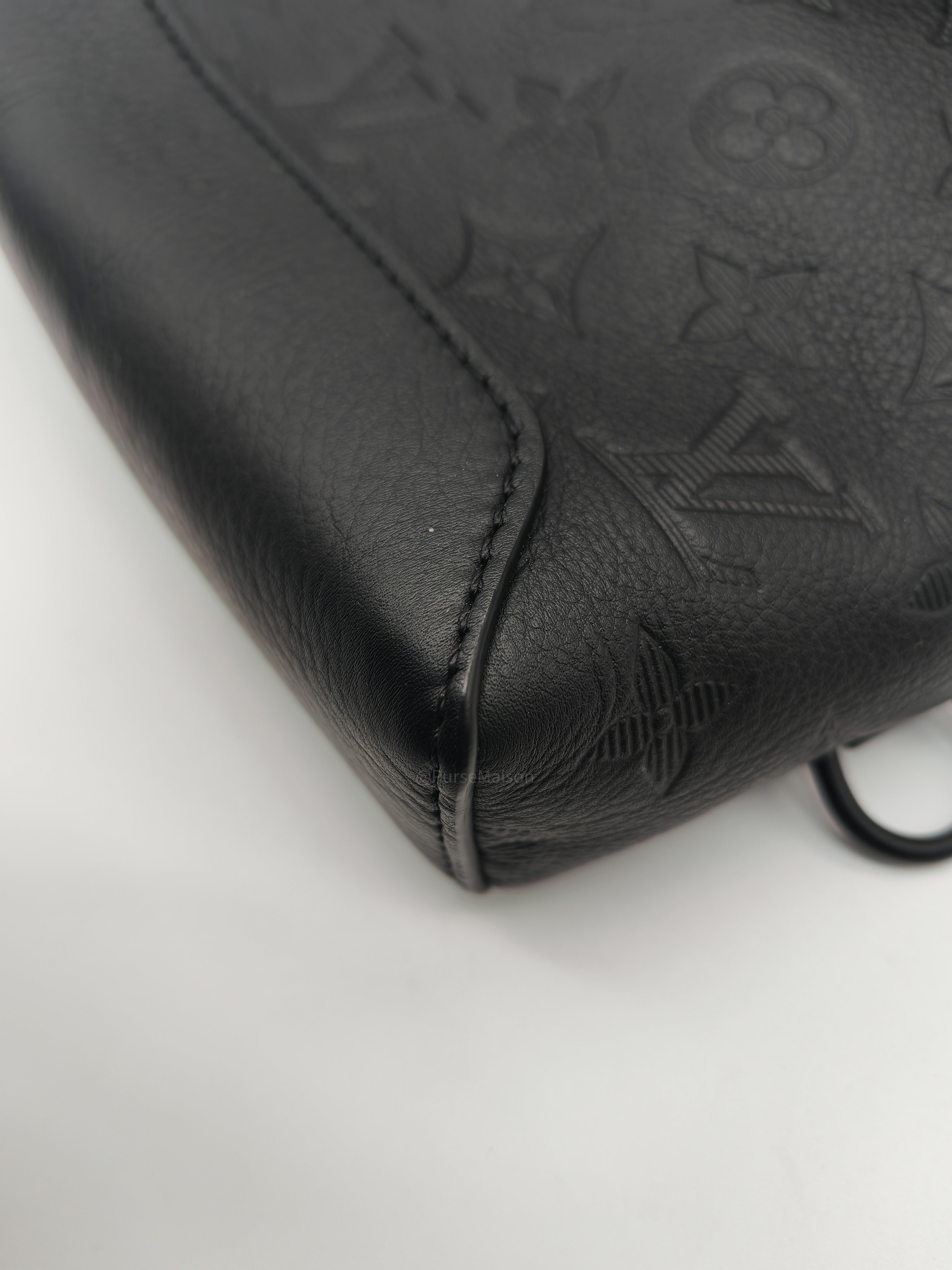 Louis Vuitton Duo Sling Bag in Monogram Shadow in Black Calfskin Leather