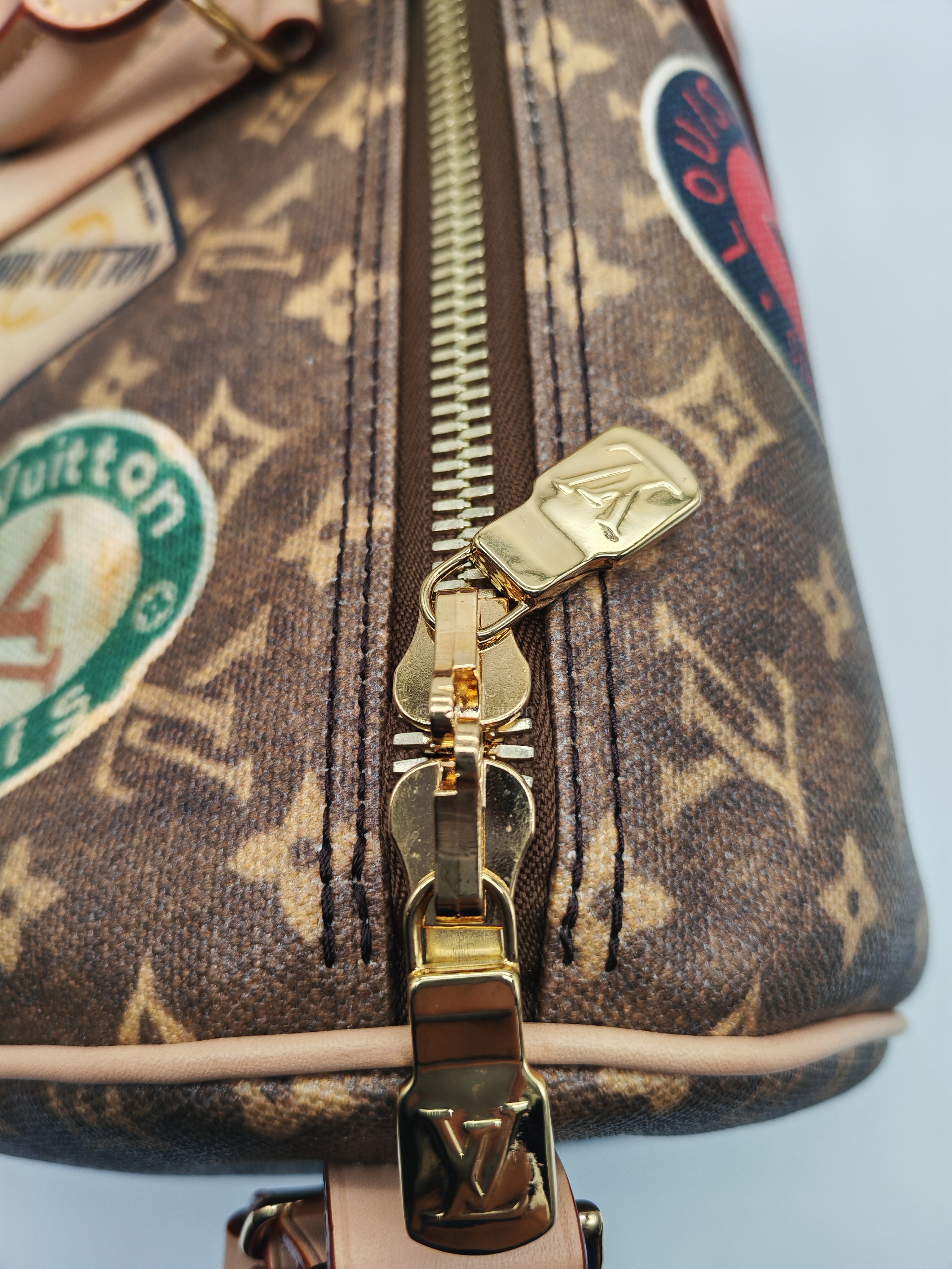 Louis Vuitton Keepall Bandouliere Flight Mode Collection in Monogram Canvas Cowhide Leather and Gold Hardware Microchip