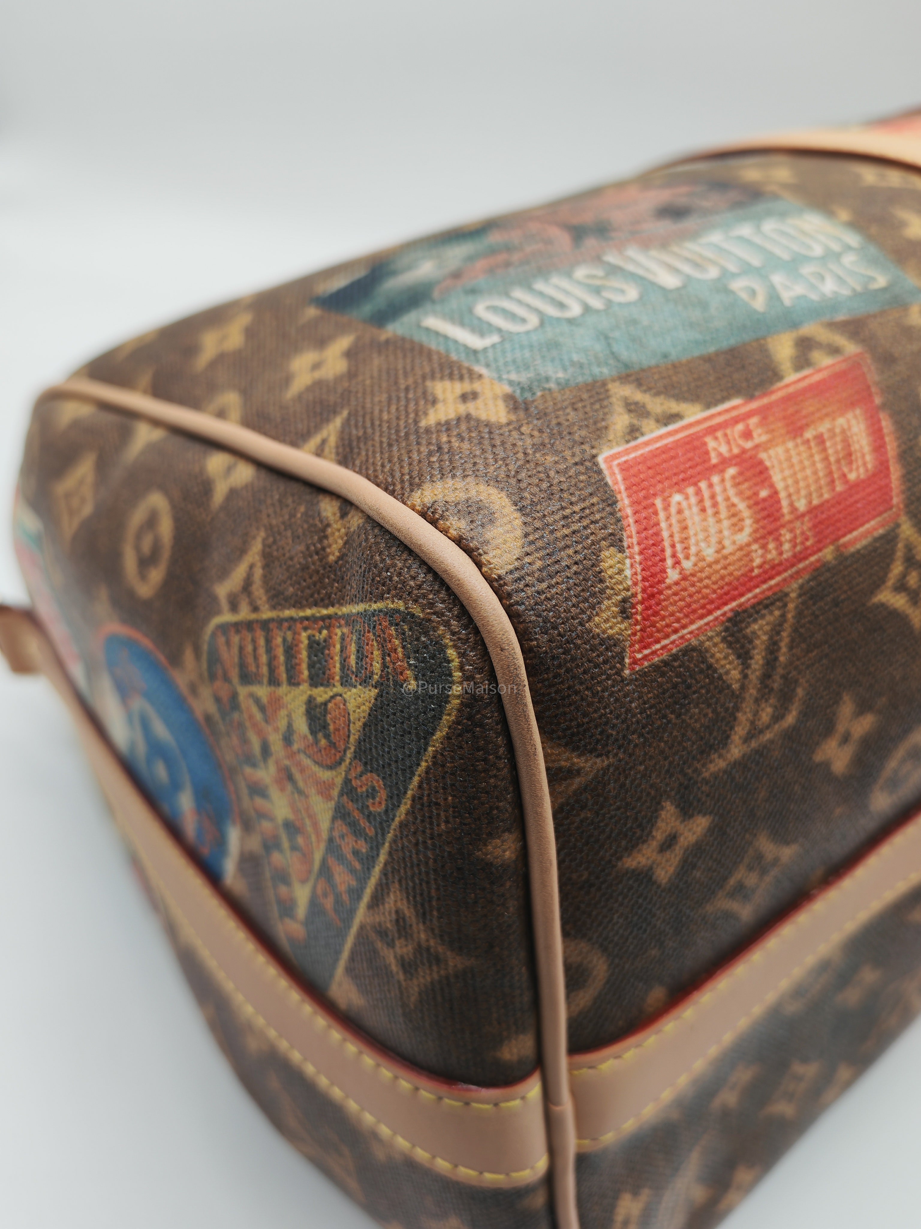 Louis Vuitton Keepall Bandouliere Flight Mode Collection in Monogram Canvas Cowhide Leather and Gold Hardware Microchip