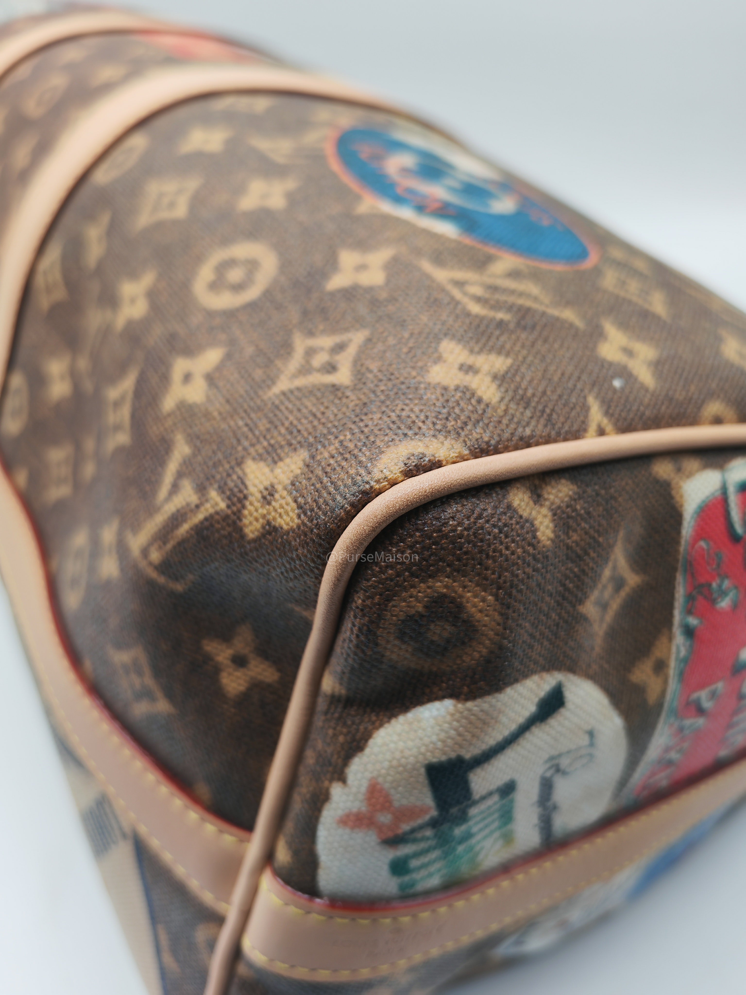 Louis Vuitton Keepall Bandouliere Flight Mode Collection in Monogram Canvas Cowhide Leather and Gold Hardware Microchip