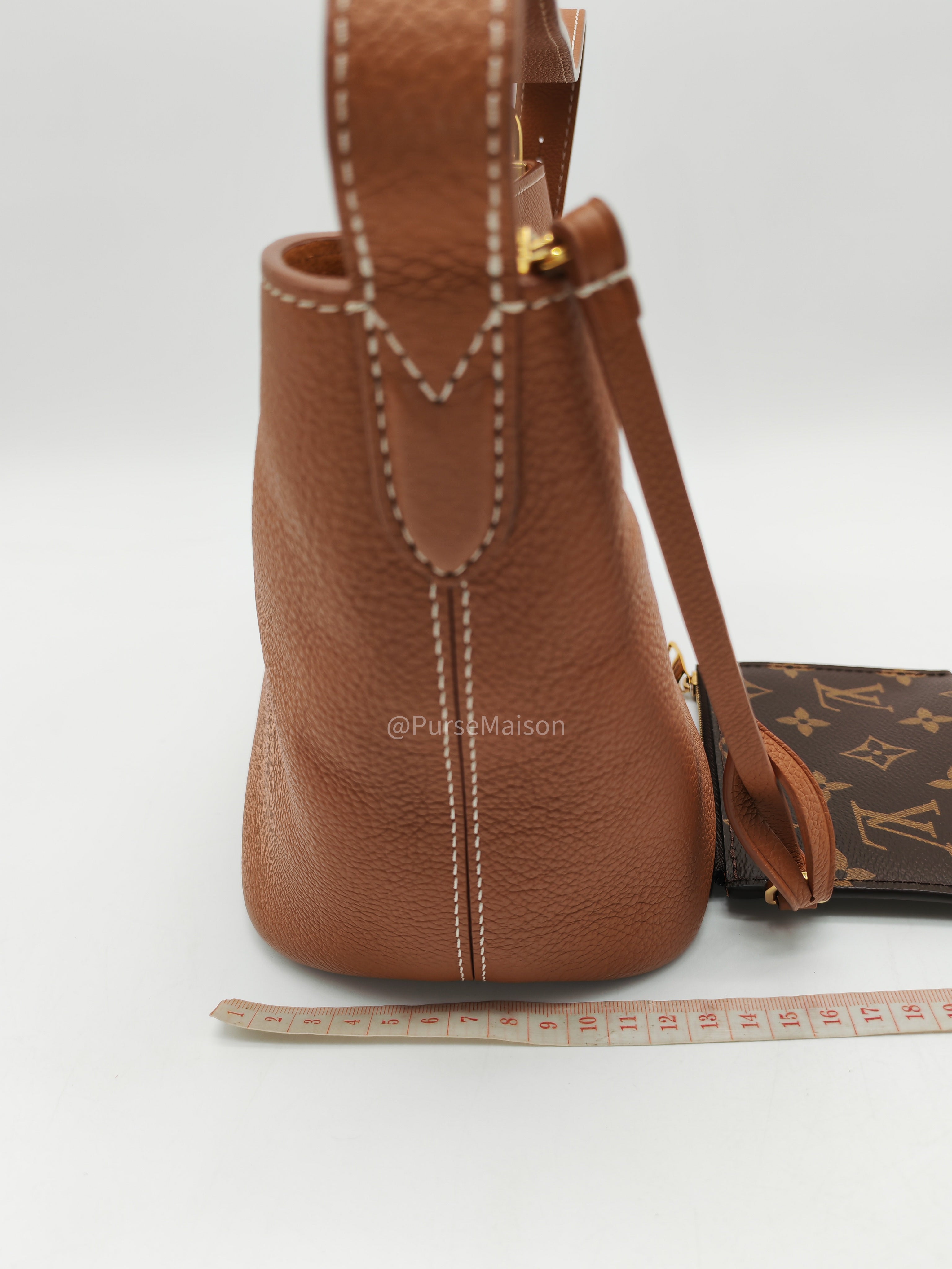 Louis Vuitton Low Key All BB in Cognac Grained Calfskin Leather and Gold Hardware Microchip