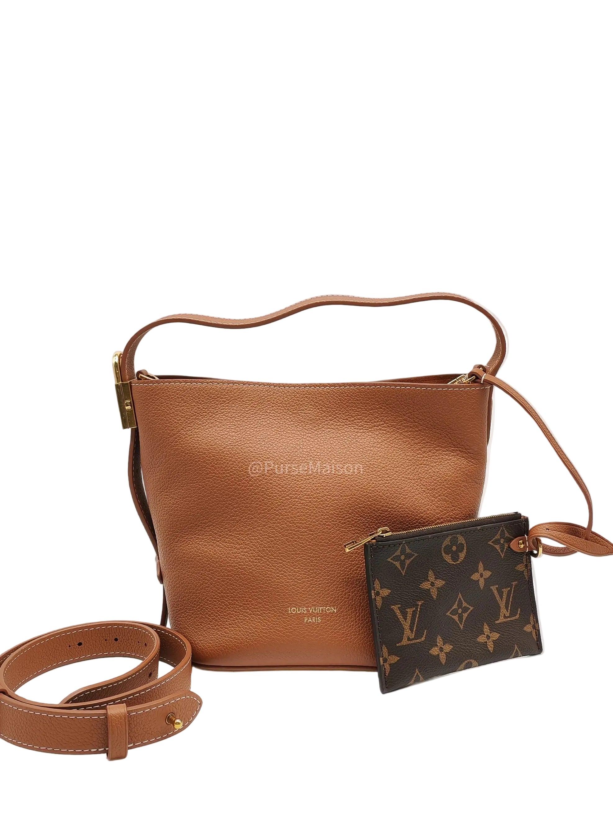Louis Vuitton Low Key All BB in Cognac Grained Calfskin Leather and Gold Hardware Microchip
