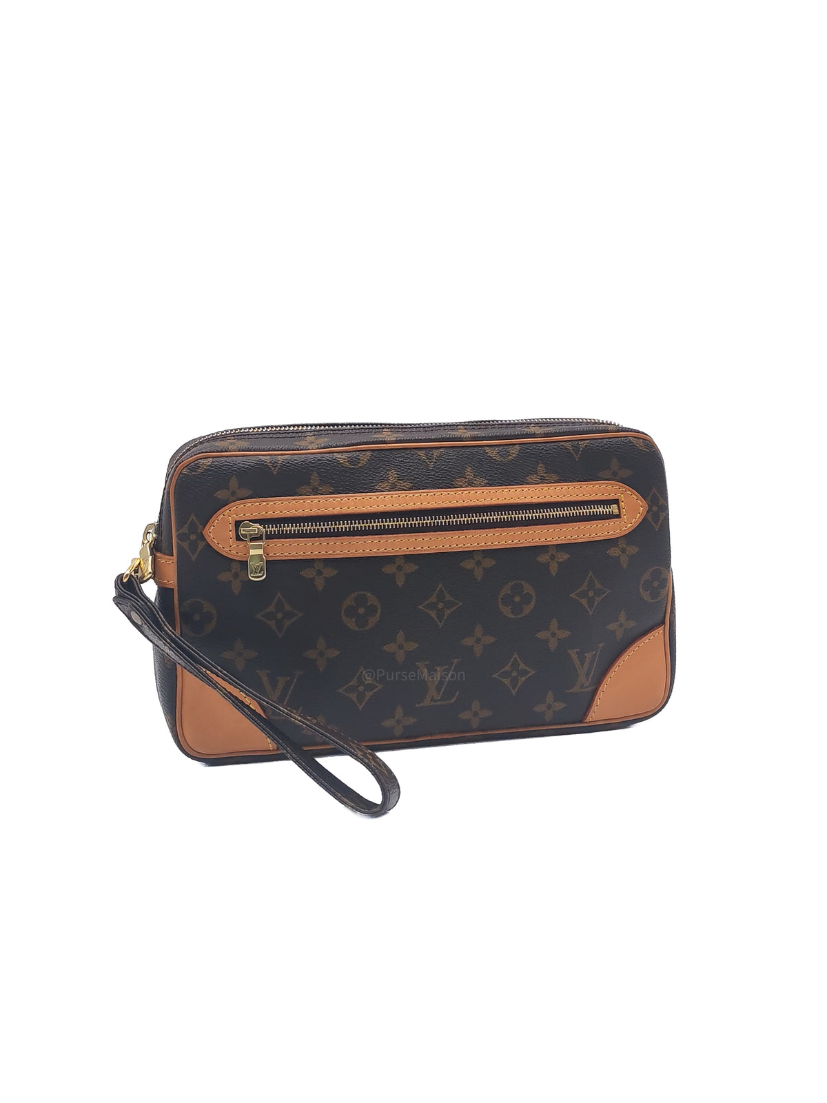 Louis Vuitton Marly Dragonne Clutch Bag in Monogram Canvas and Gold Hardware (Datecode: SL1003)
